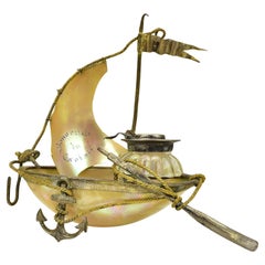 Ravissant encrier ancien Souvenir du Croisir Art Nouveau