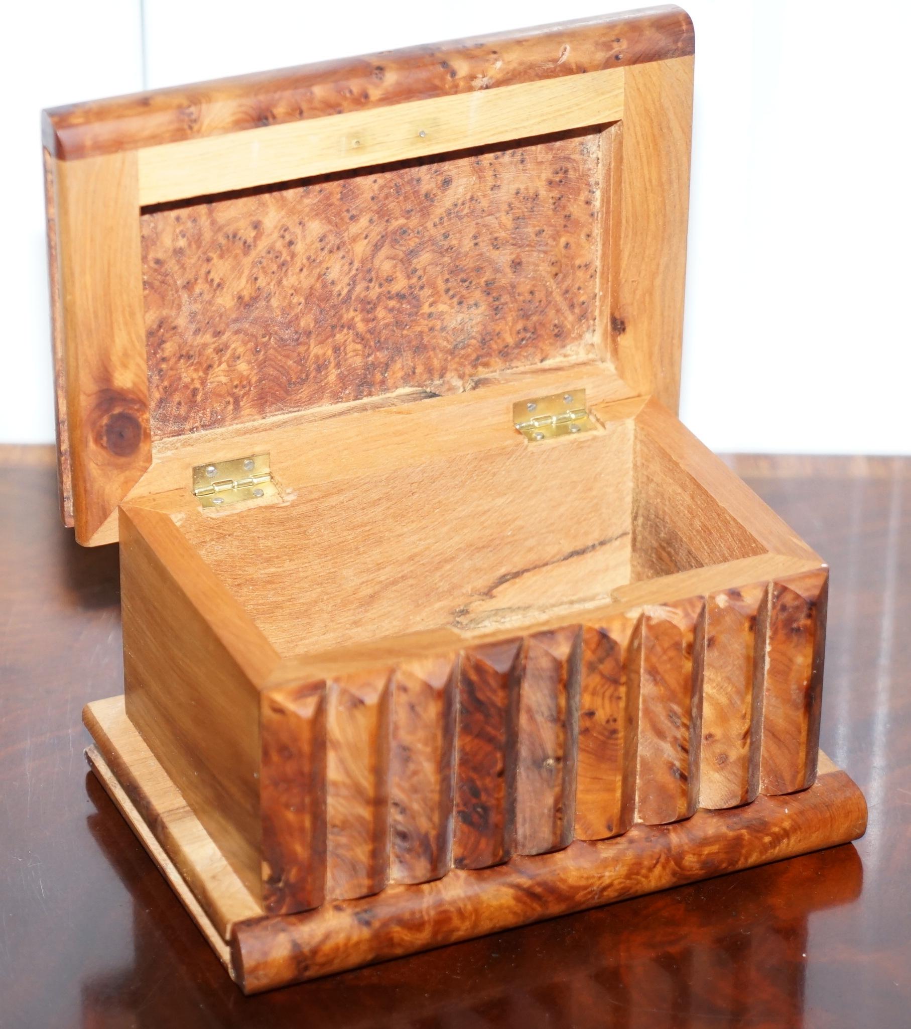 Lovely Antique Hand Made Burr Walnut Trinket Jewellery Box Stunning Patina For Sale 2