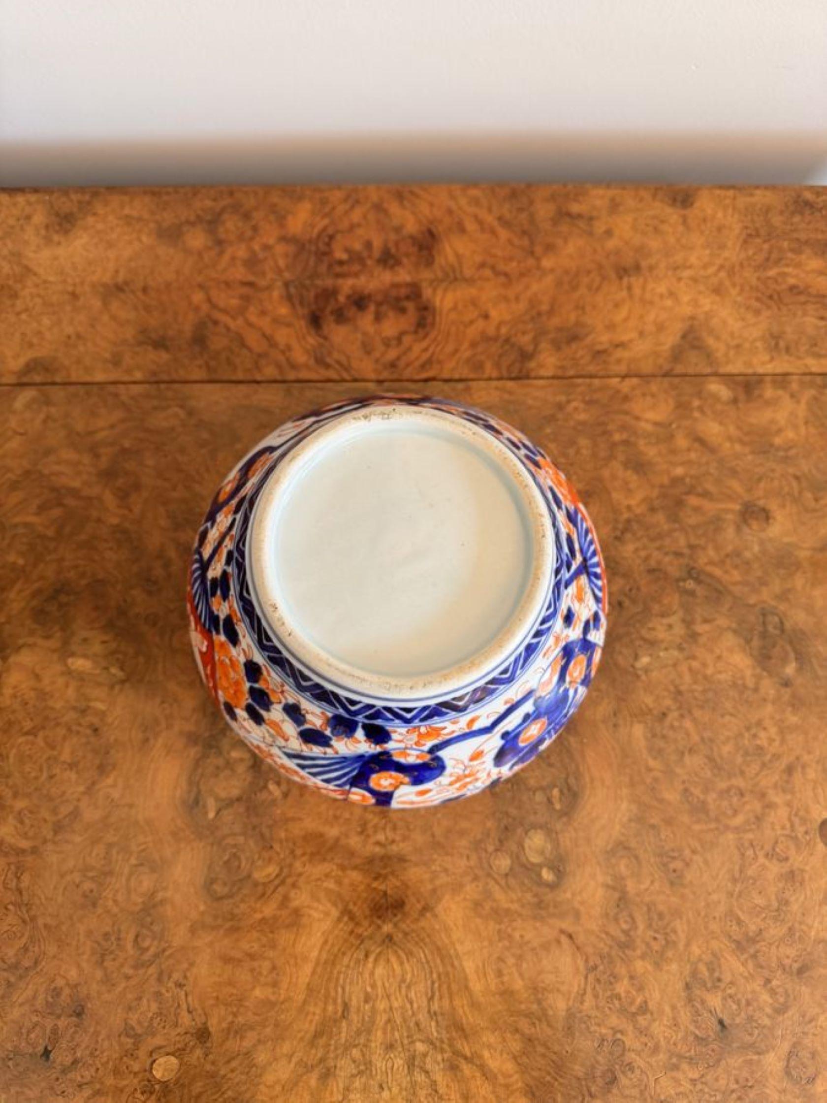Lovely antique Japanese imari jardiniere  In Good Condition For Sale In Ipswich, GB