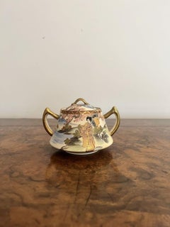 Precioso juego de té antiguo japonés satsuma de tres piezas