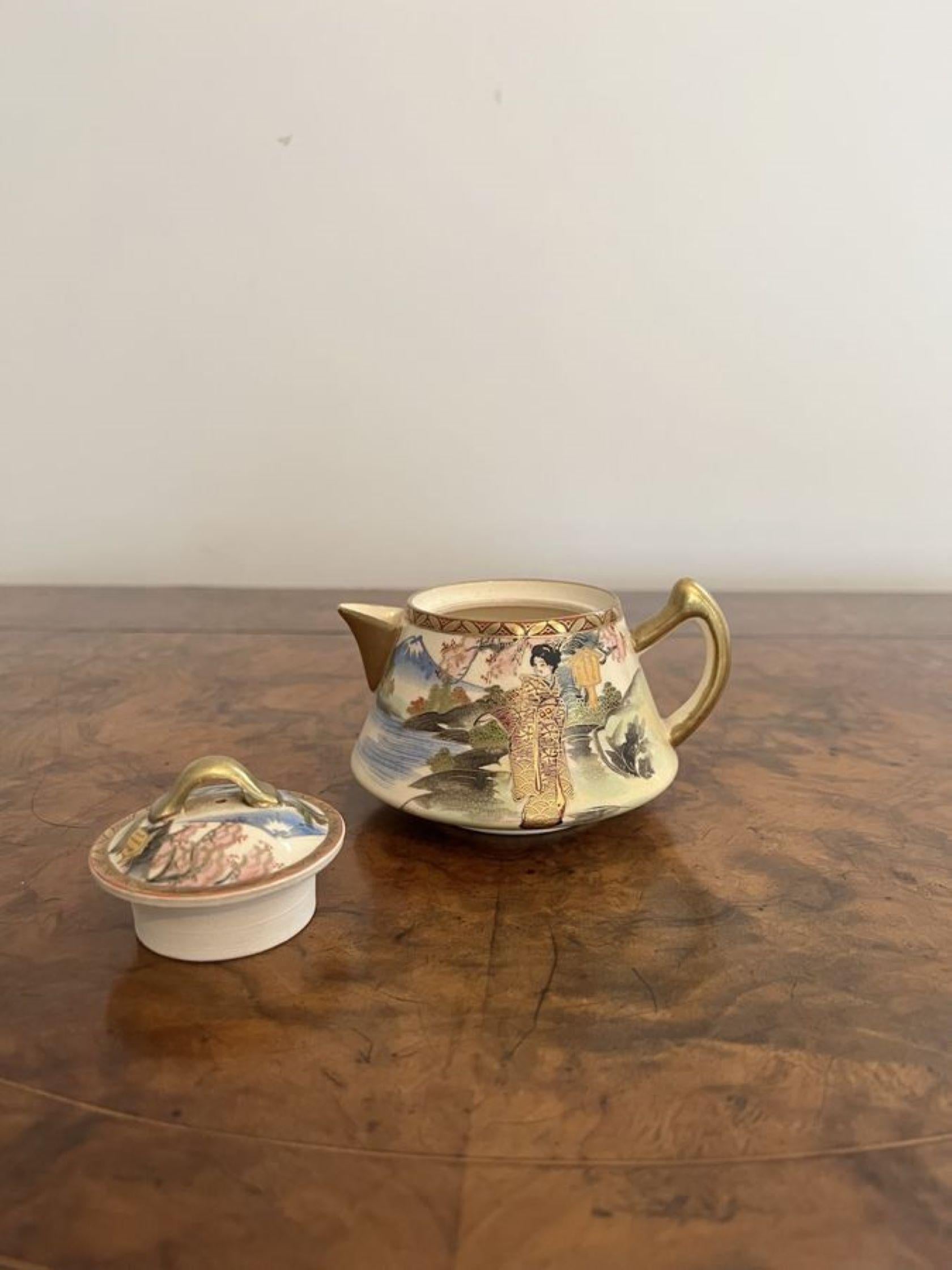 20th Century Lovely antique Japanese satsuma three piece tea set  For Sale