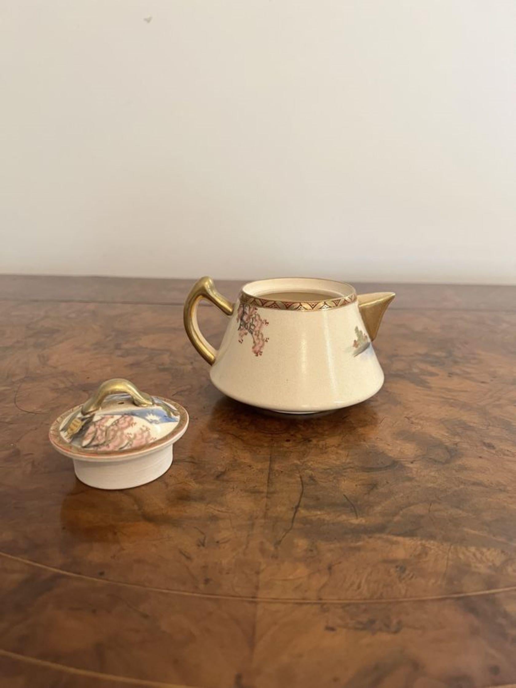 Ceramic Lovely antique Japanese satsuma three piece tea set  For Sale