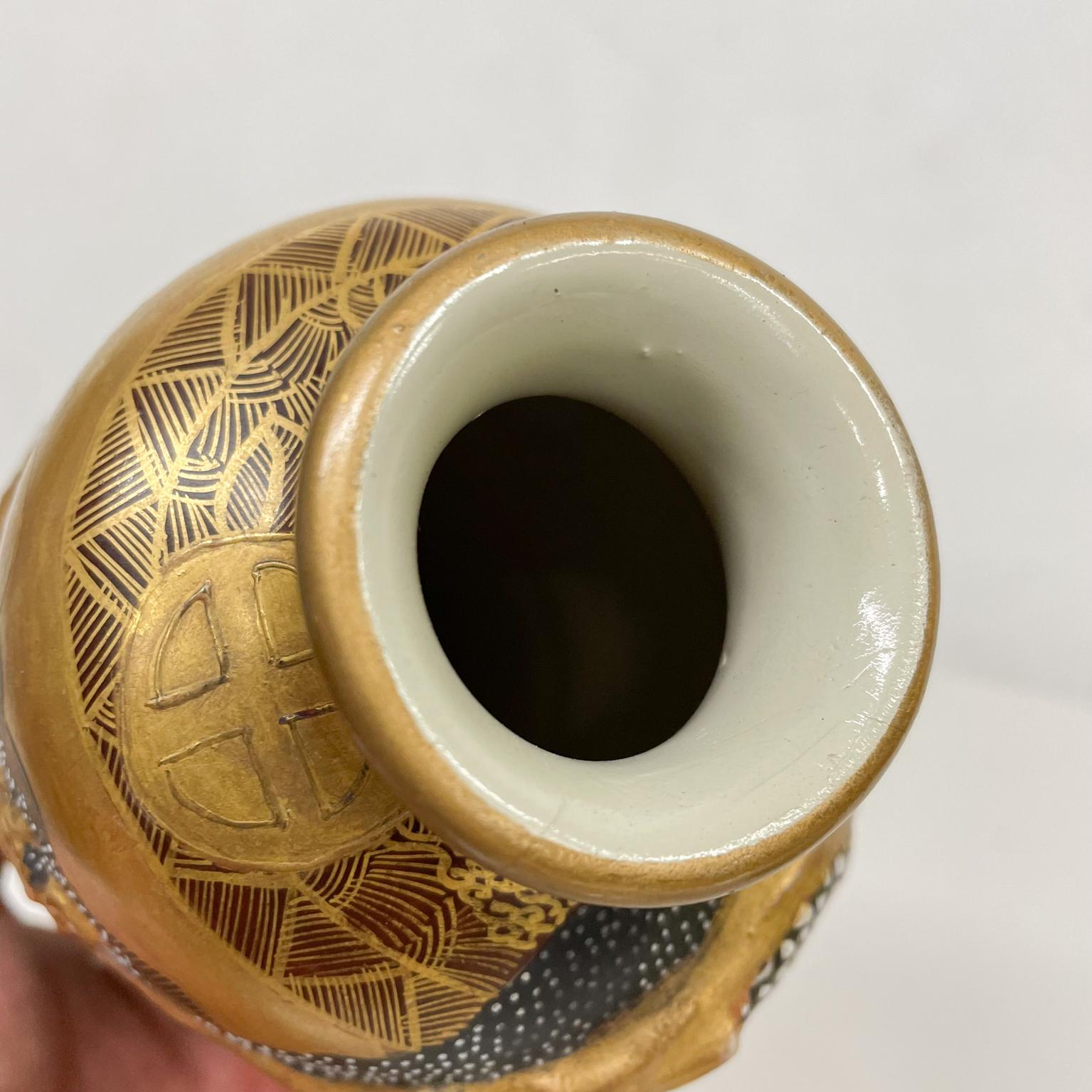 Lovely Antique Japanese Satsuma Vase Gilded Dragon Decor Arhat Figures 4