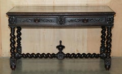 LOVELY ANTIQUE LATE VICTORIAN GOTHIC REVIVAL BARLEY TWiST LEG HALL TABLE OR DESK