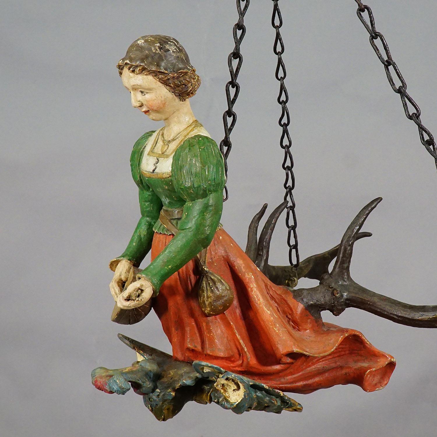 19th Century Lovely Antique Lute Plaining Lüsterweibchen, circa 1850