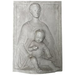 Schönes antikes Madonna-Kinder-Basrelief aus belgischem Schloss