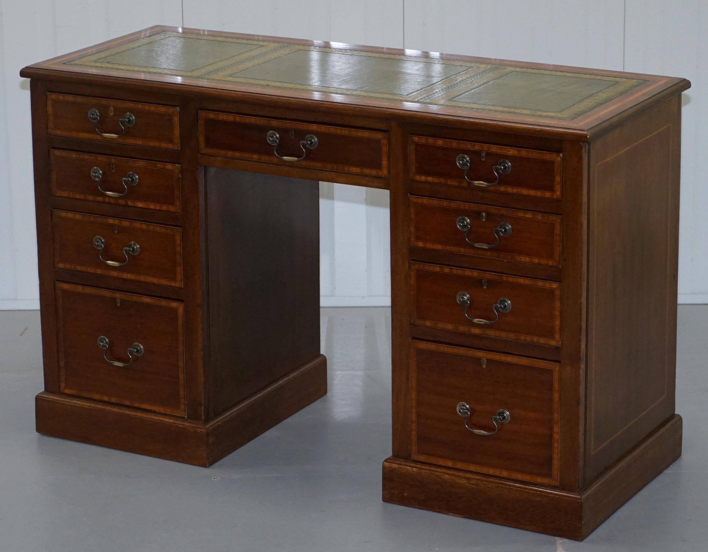 antique desk with leather inlay