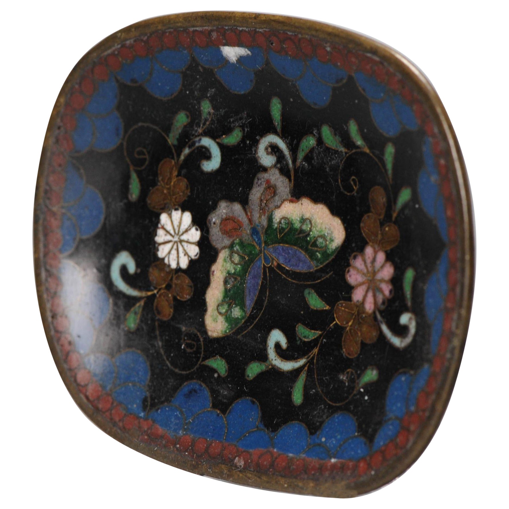 Ravissant plat de service japonais ancien cloisonné en bronze de la période Meiji, 19e siècle en vente