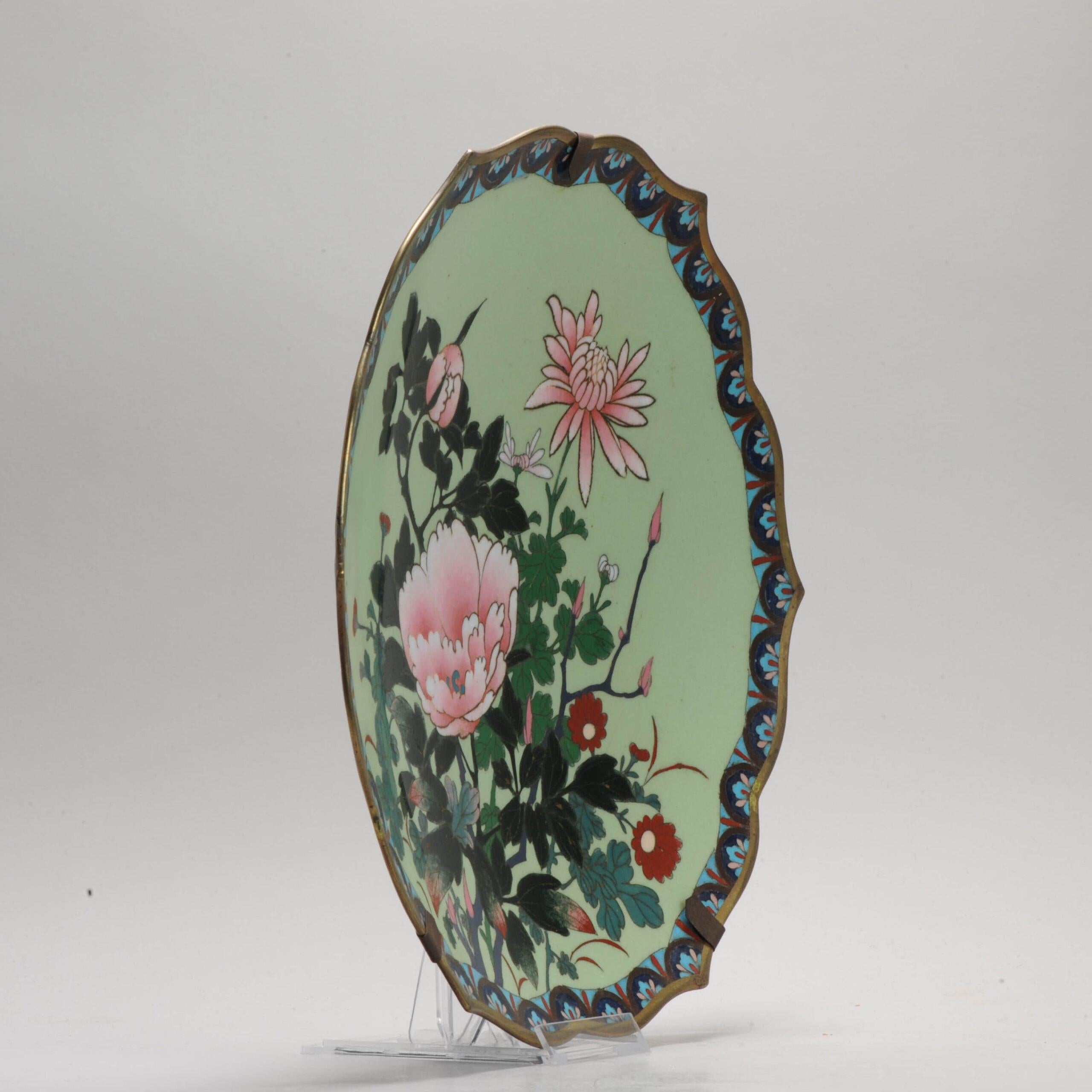 Cloissoné Lovely Antique Meiji Period Japanese Wall Dish Bronze Flowers Cloisonne, 19th C. For Sale