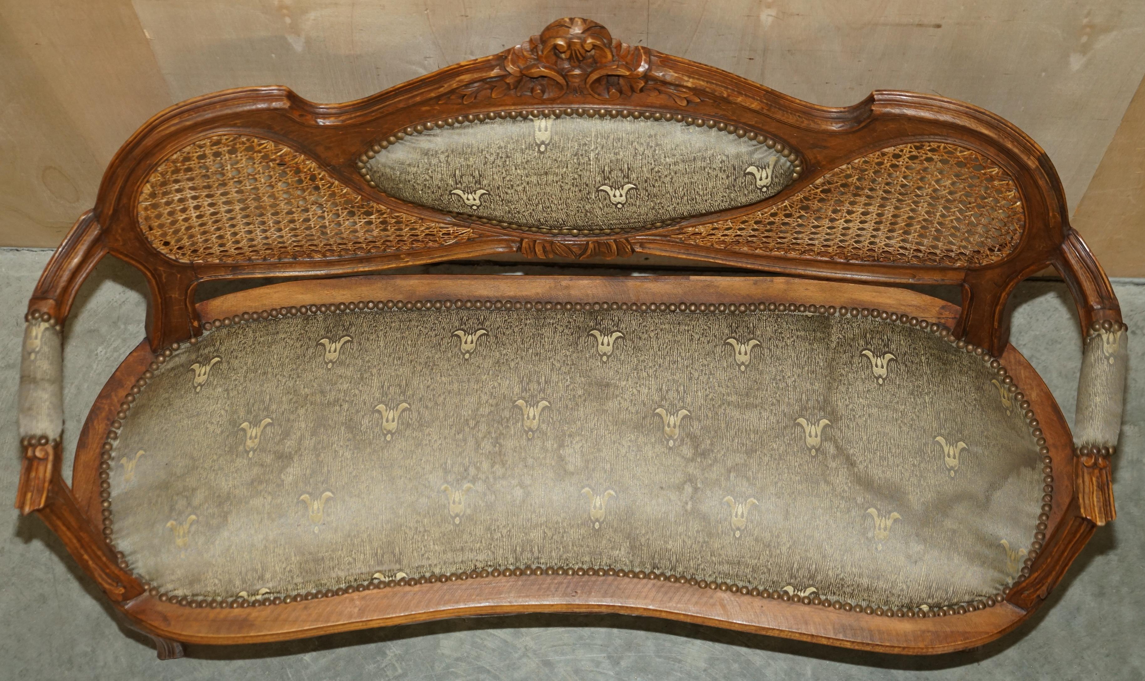 LOVELY ANTIQUE NAPOLEON III CIRCA 1890 BERGERE WiNDOW SEAT BENCH SETTEE SOFA For Sale 5