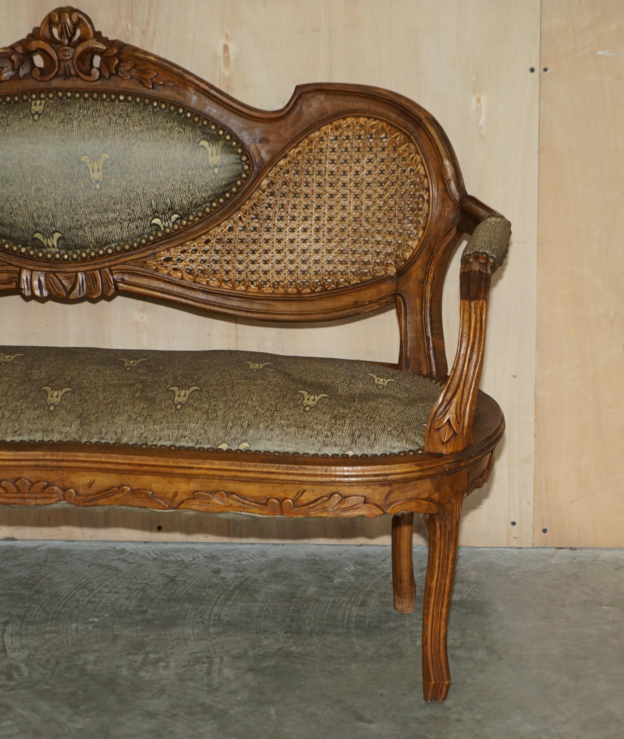 Napoleon III LOVELY ANTIQUE NAPOLEON III CIRCA 1890 BERGERE WiNDOW SEAT BENCH SETTEE SOFA For Sale