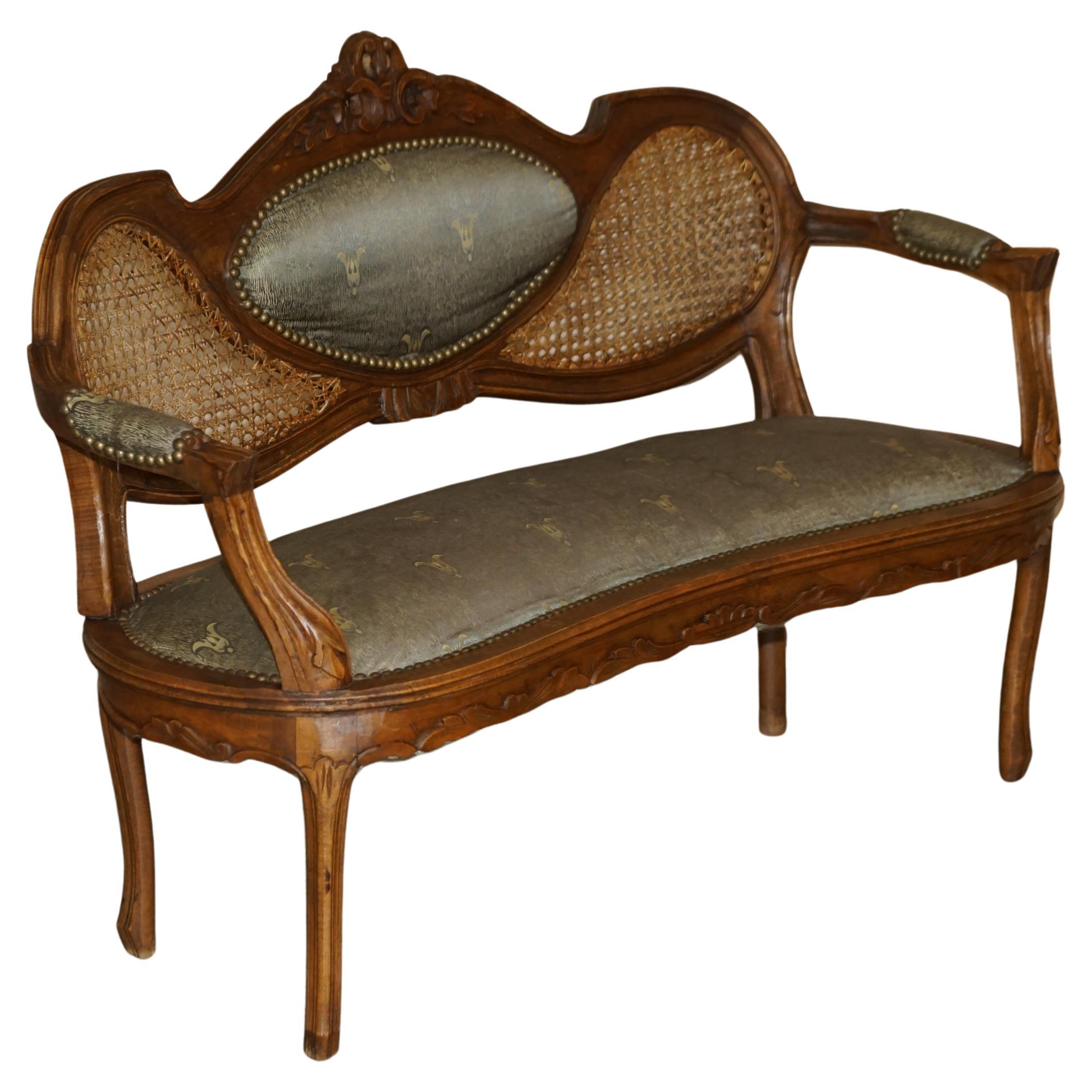 LOVELY ANTIQUE NAPOLEON III CIRCA 1890 BERGERE WiNDOW SEAT BENCH SETTEE SOFA For Sale