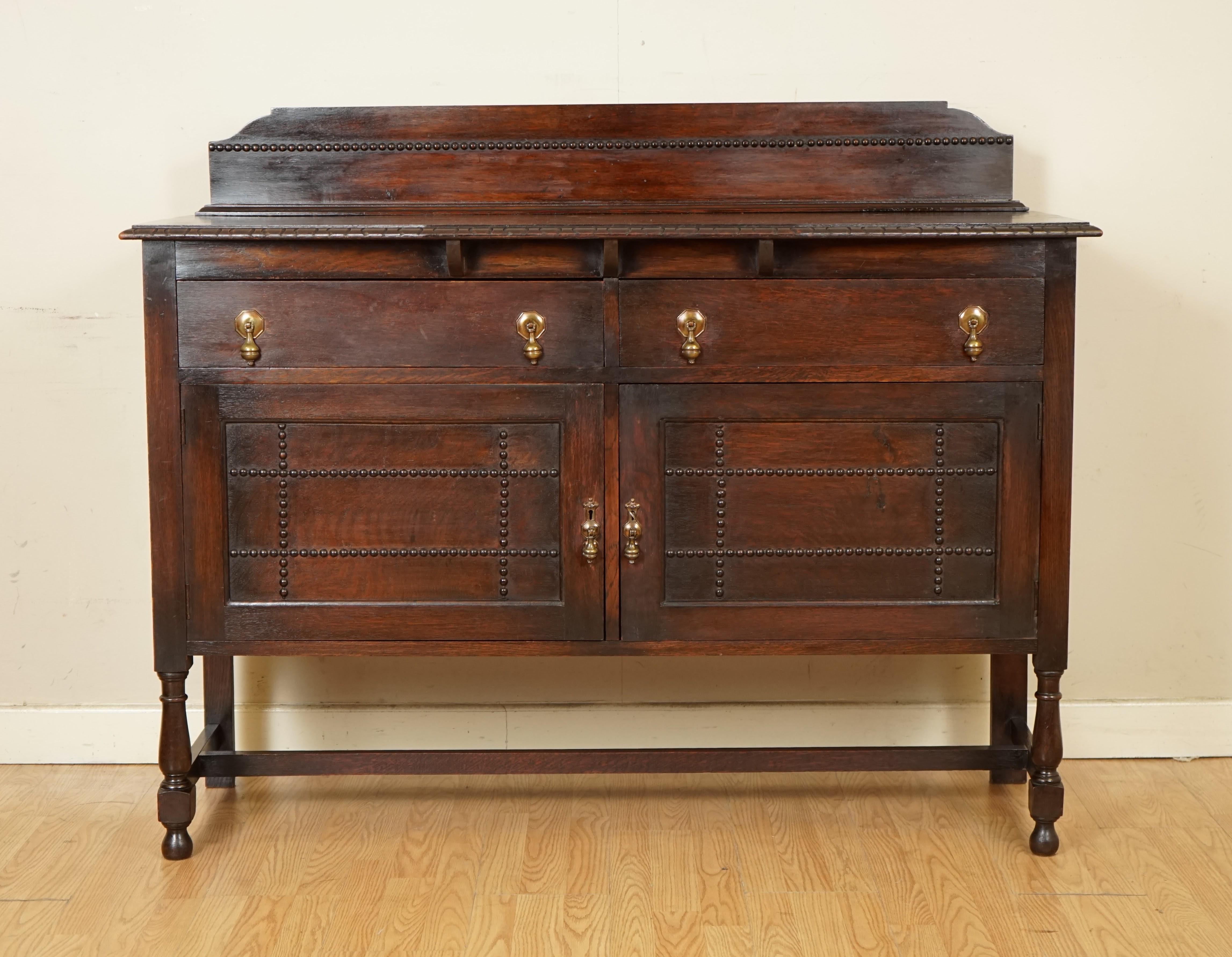 Hand-Crafted Lovely Antique Oak Victorian Sideboard with Drawers and Doors