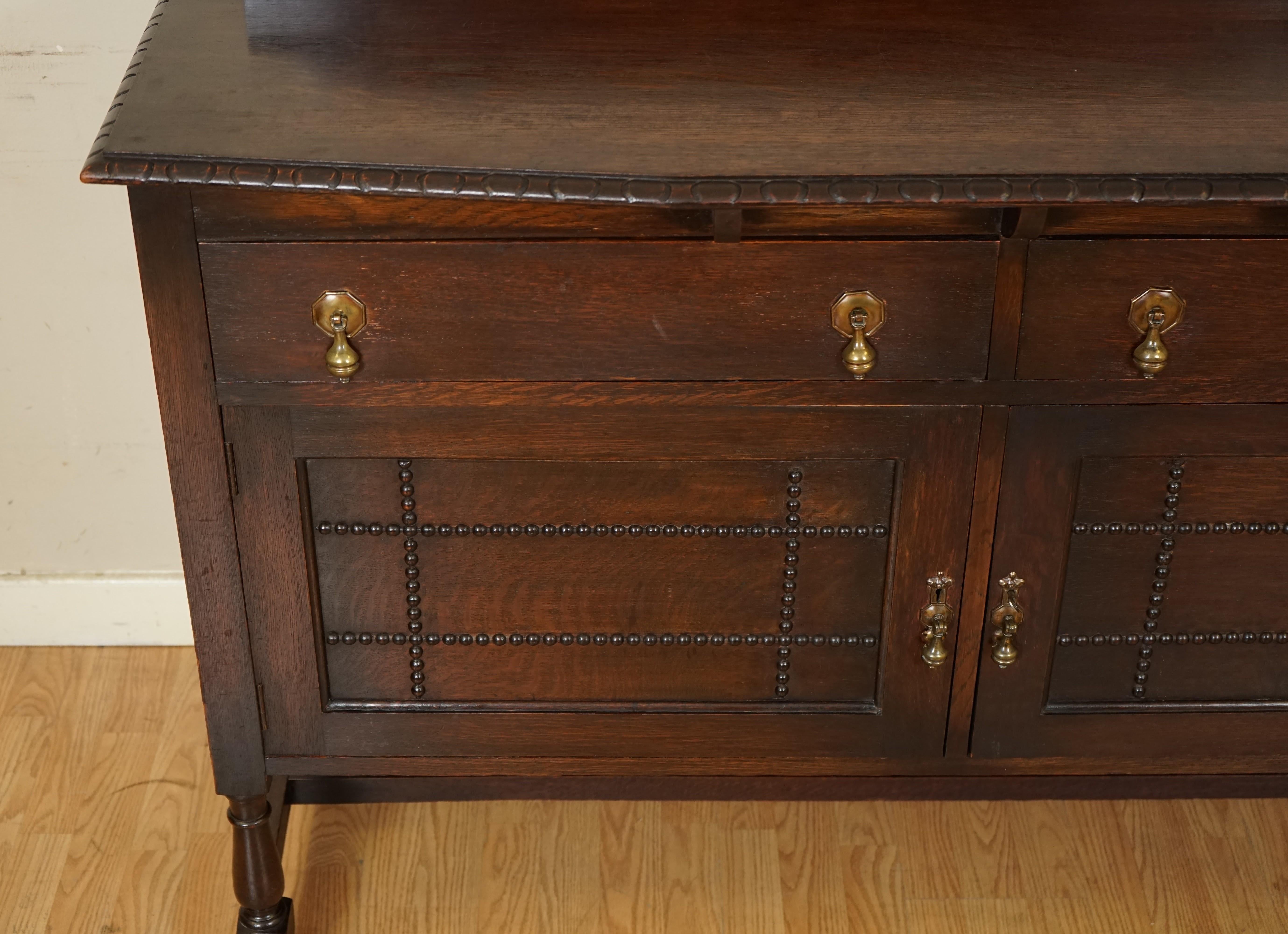 Lovely Antique Oak Victorian Sideboard with Drawers and Doors 1