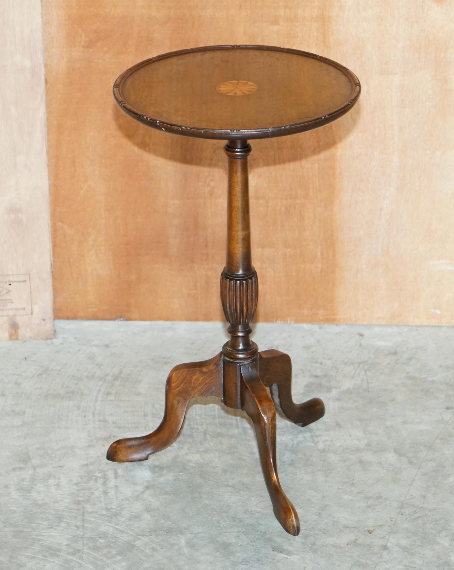 We are delighted to offer this lovely late Victorian Sheraton Revival tripod table 

A very good looking well made and decorative piece, it sits well in any setting and is very unitarian. The piece has the Sheraton revival inlay to the top, its