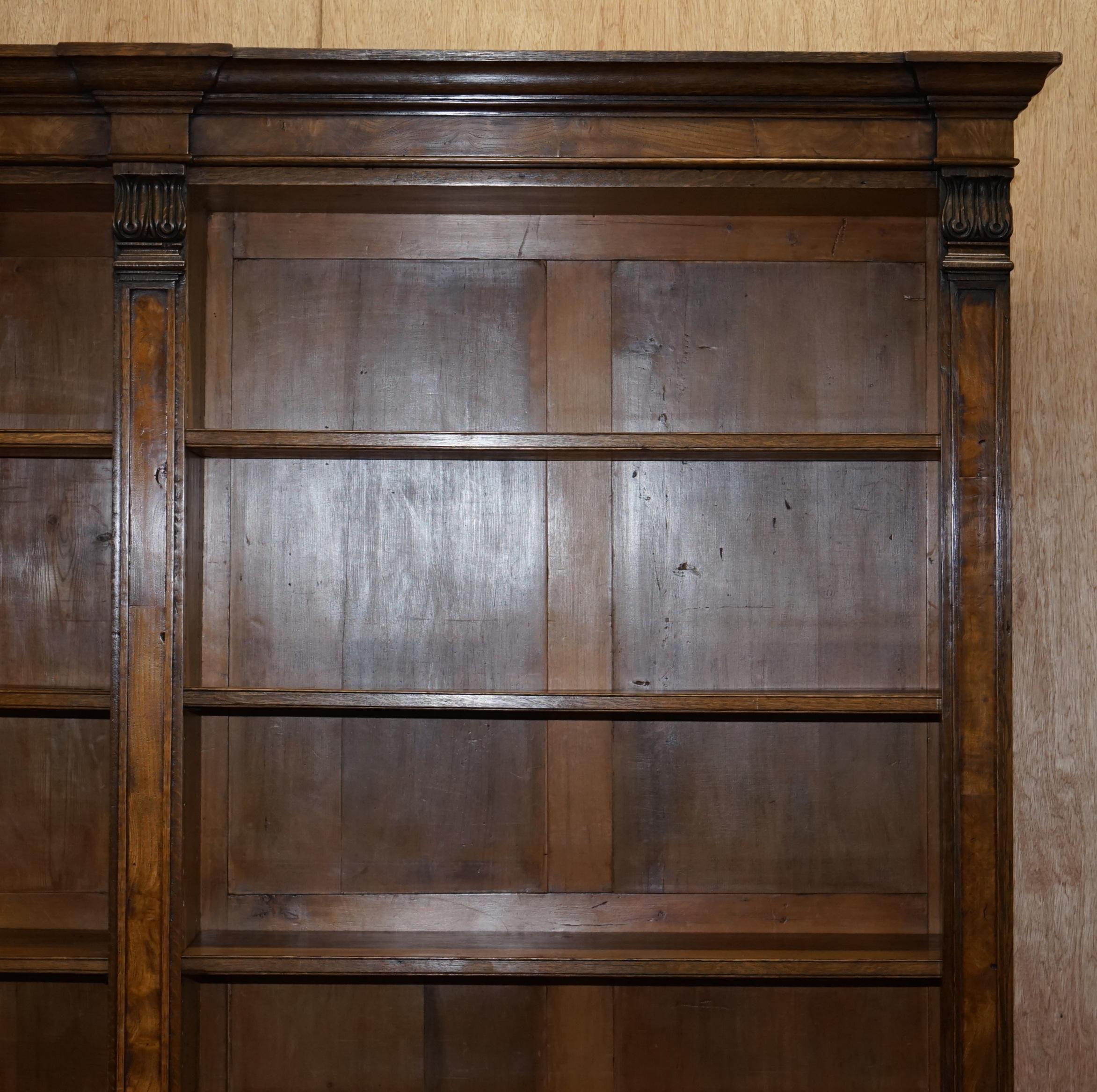 Lovely Antique Victorian CIR 1880 Pollard Oak Double Bank Open Library Bookcase 8