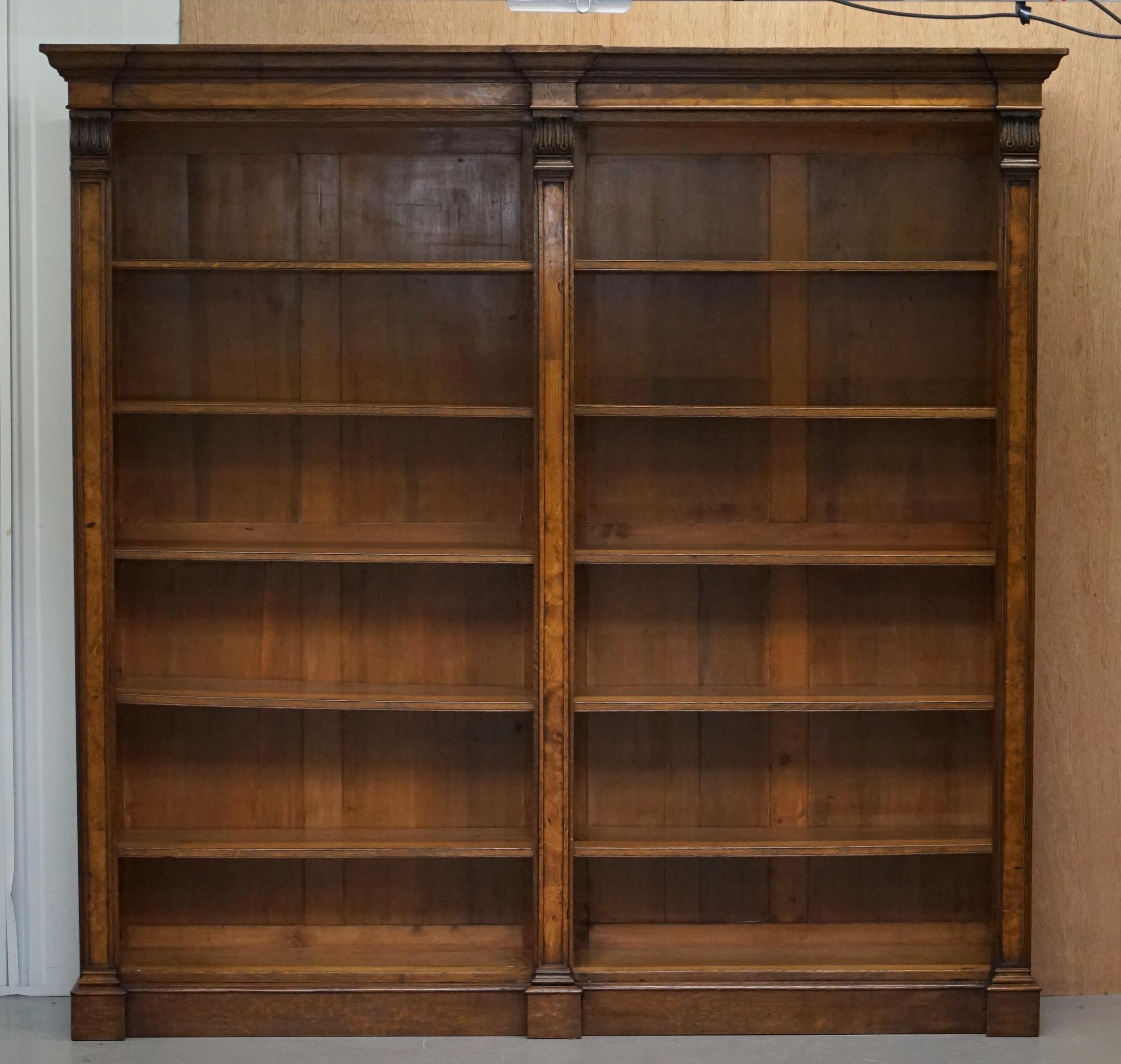 We are delighted to offer for sale this lovely handmade in England Victorian paneled Pollard oak open library bookcase with height adjustable shelves

A very good looking well made and decorative Library bookcase. The piece is in one of my