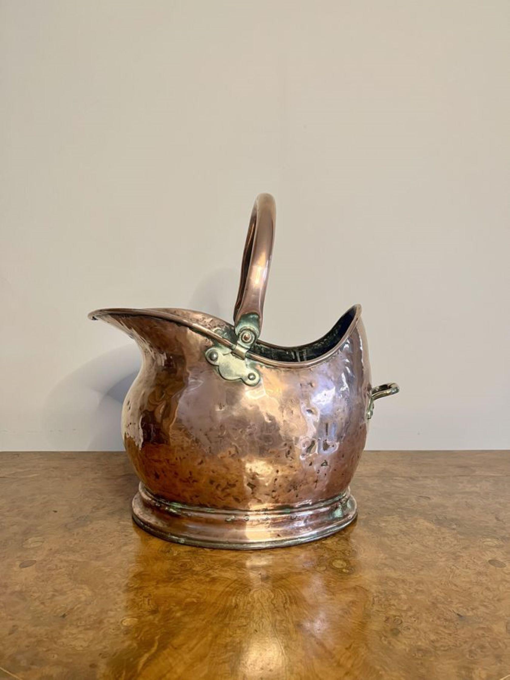 Early Victorian Lovely antique Victorian copper helmet coal scuttle  For Sale