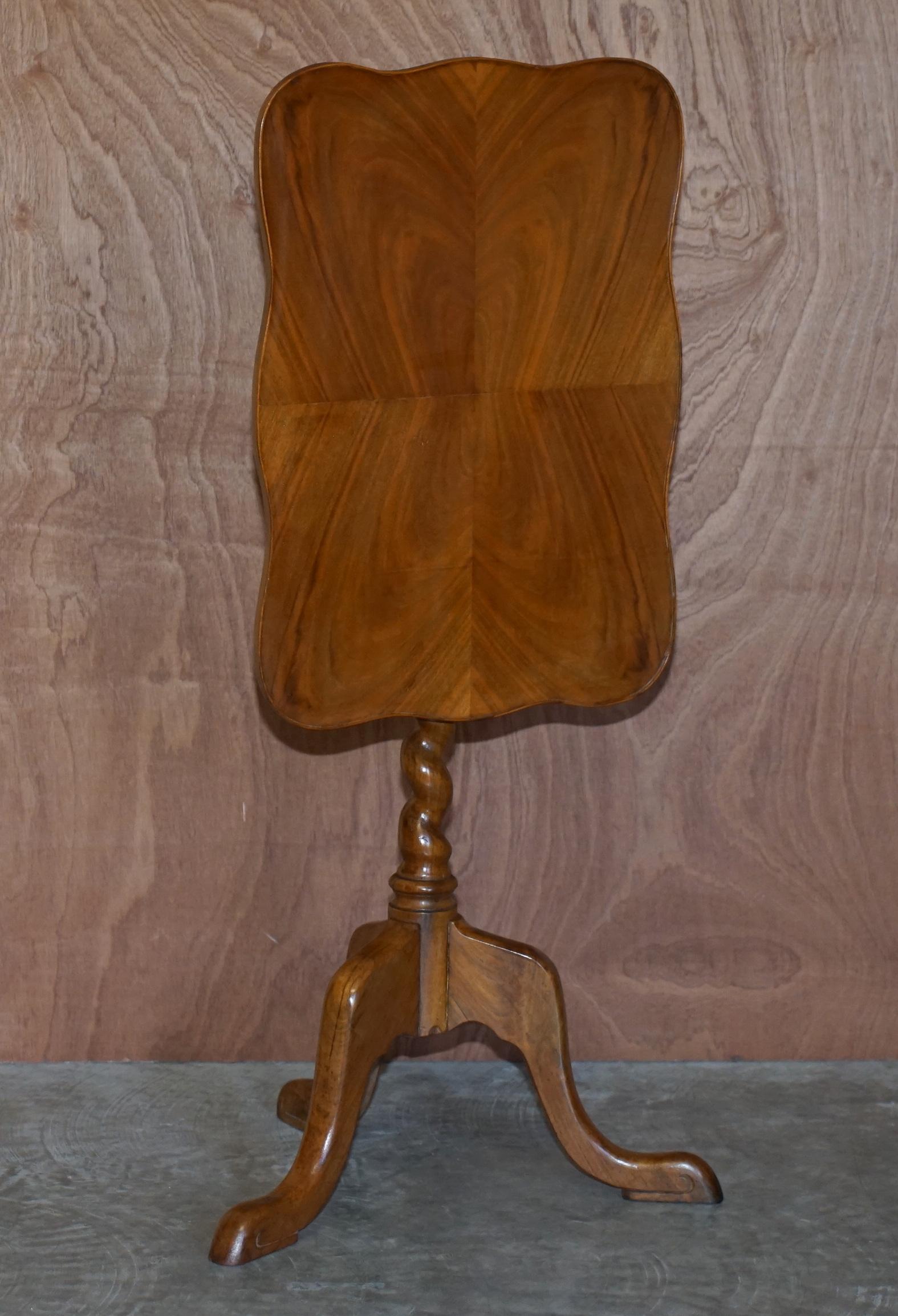 Lovely Antique Victorian English Walnut Tilt Top Side Occasional Tripod Table For Sale 8