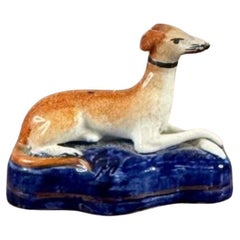 Lovely antique Victorian miniature Staffordshire greyhound