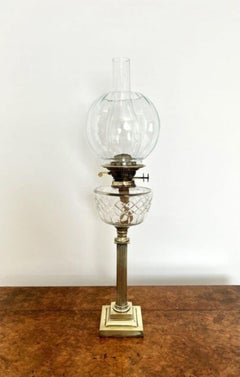 Lovely Antique Victorian Quality Brass Oil Lamp