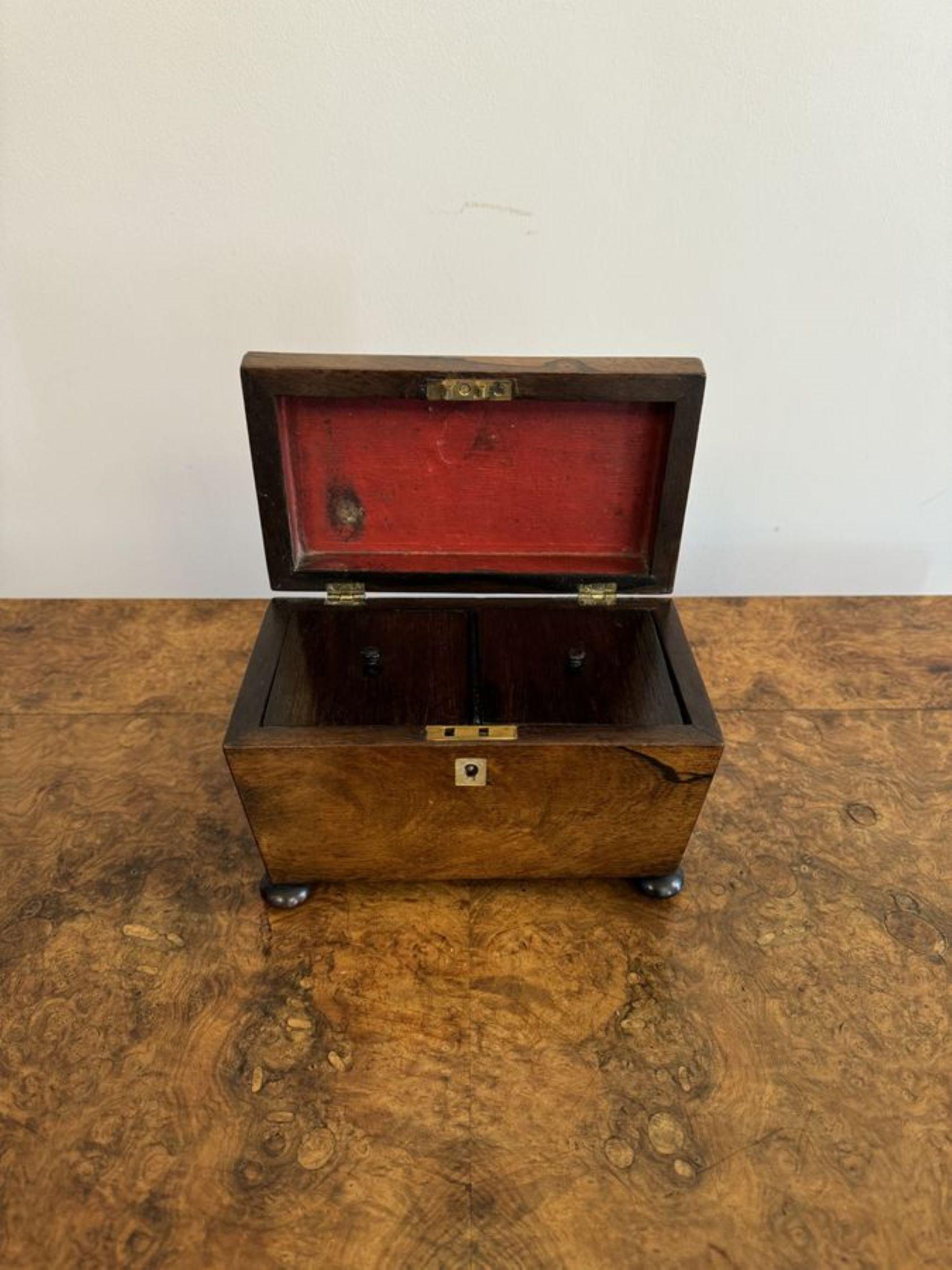 Early Victorian Lovely antique Victorian rosewood tea caddy  For Sale