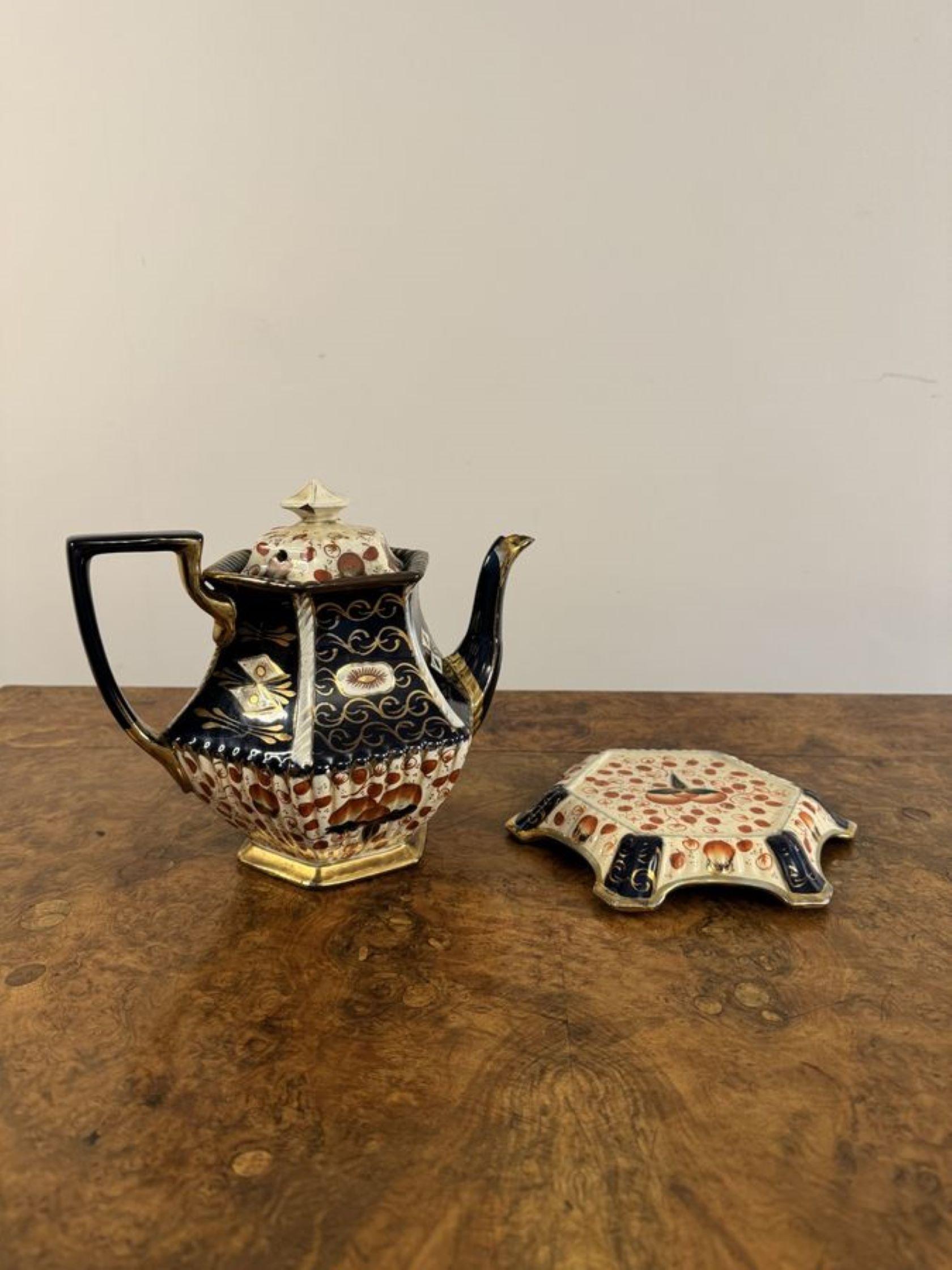 Precioso juego de té antiguo victoriano Royal Davenport de tres piezas en venta 1