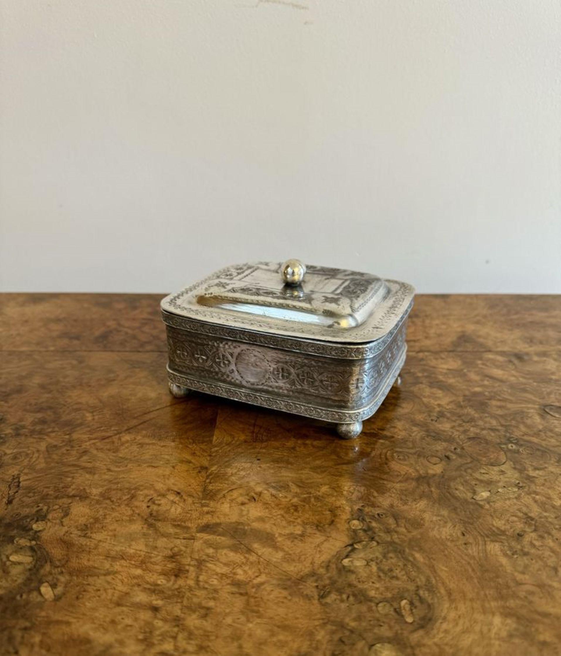 19th Century Lovely antique Victorian silver plated butter dish  For Sale
