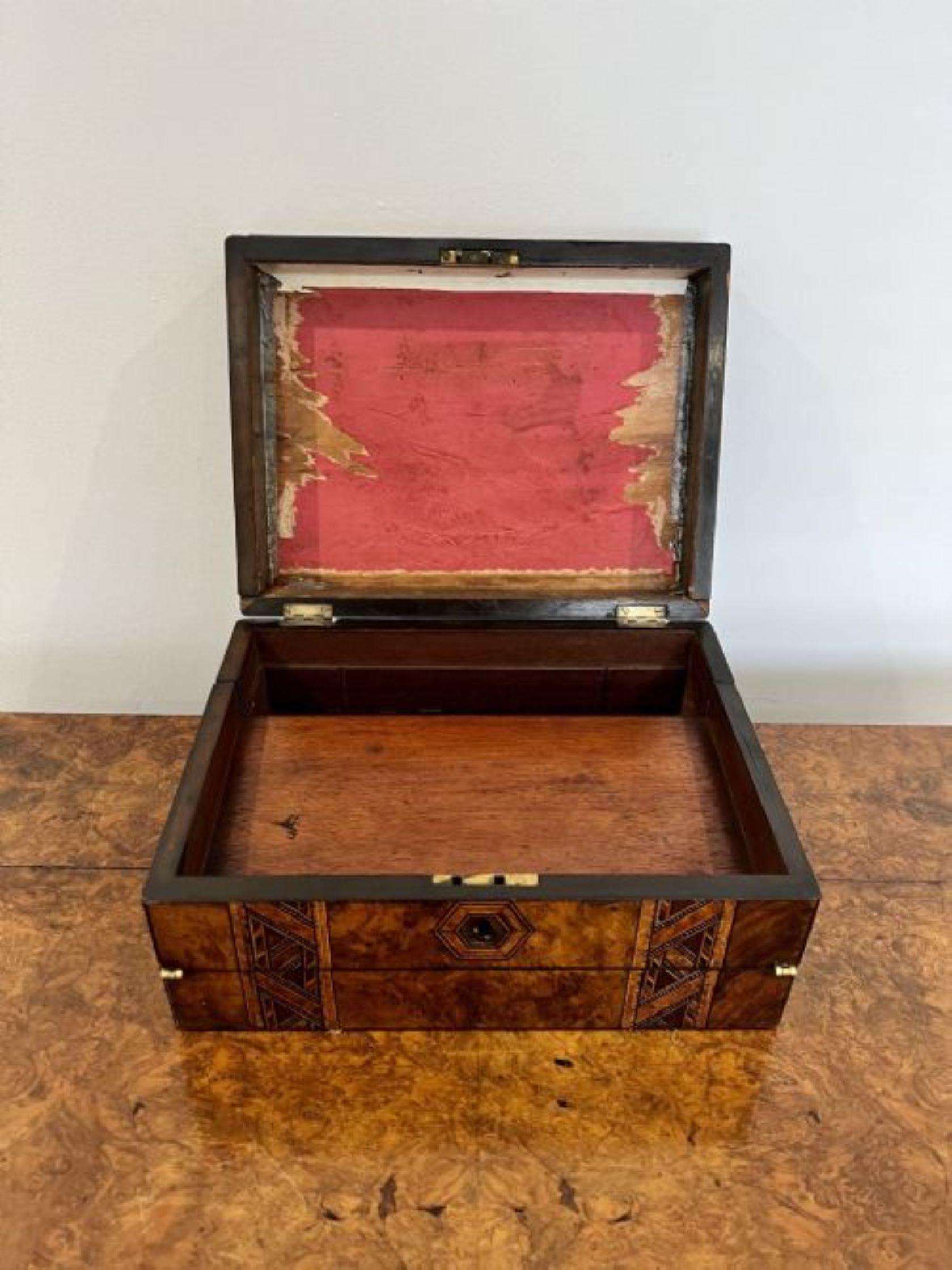 Lovely antique Victorian tunbridge ware inlaid writing box  In Good Condition For Sale In Ipswich, GB