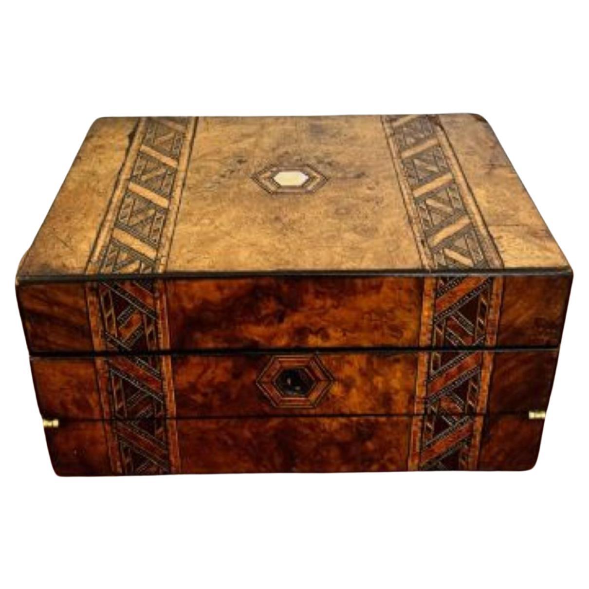 Lovely antique Victorian tunbridge ware inlaid writing box  For Sale