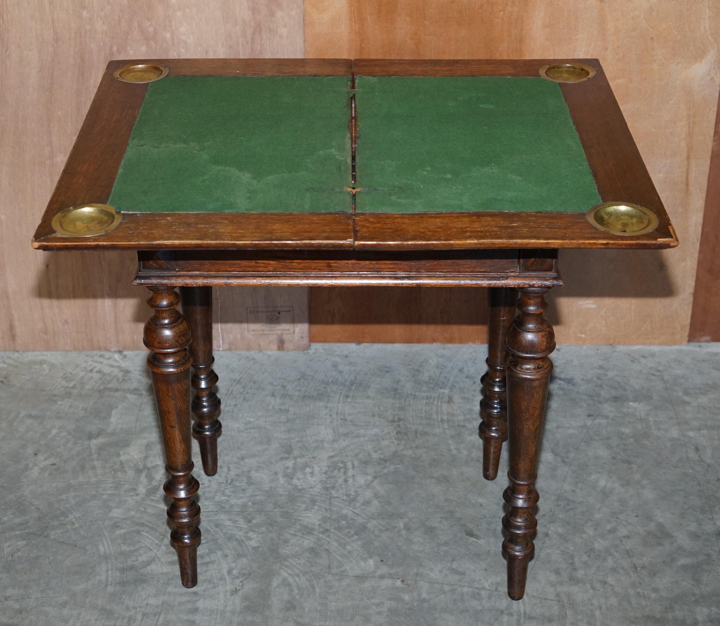 Oak Lovely Antique Victrian circa 1880 Chess Games Table with Fold over Card Baize