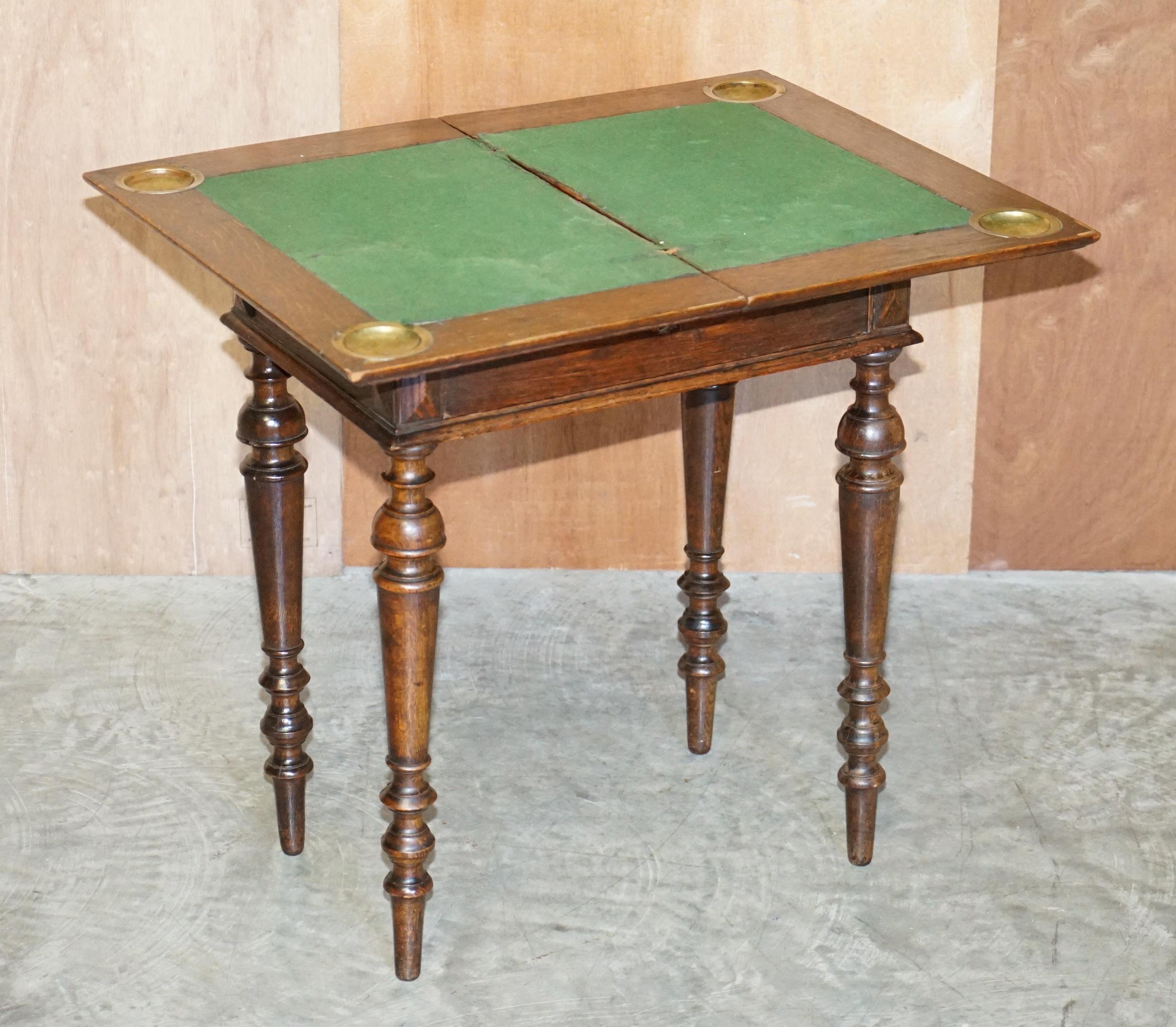 antique card table with drink holders