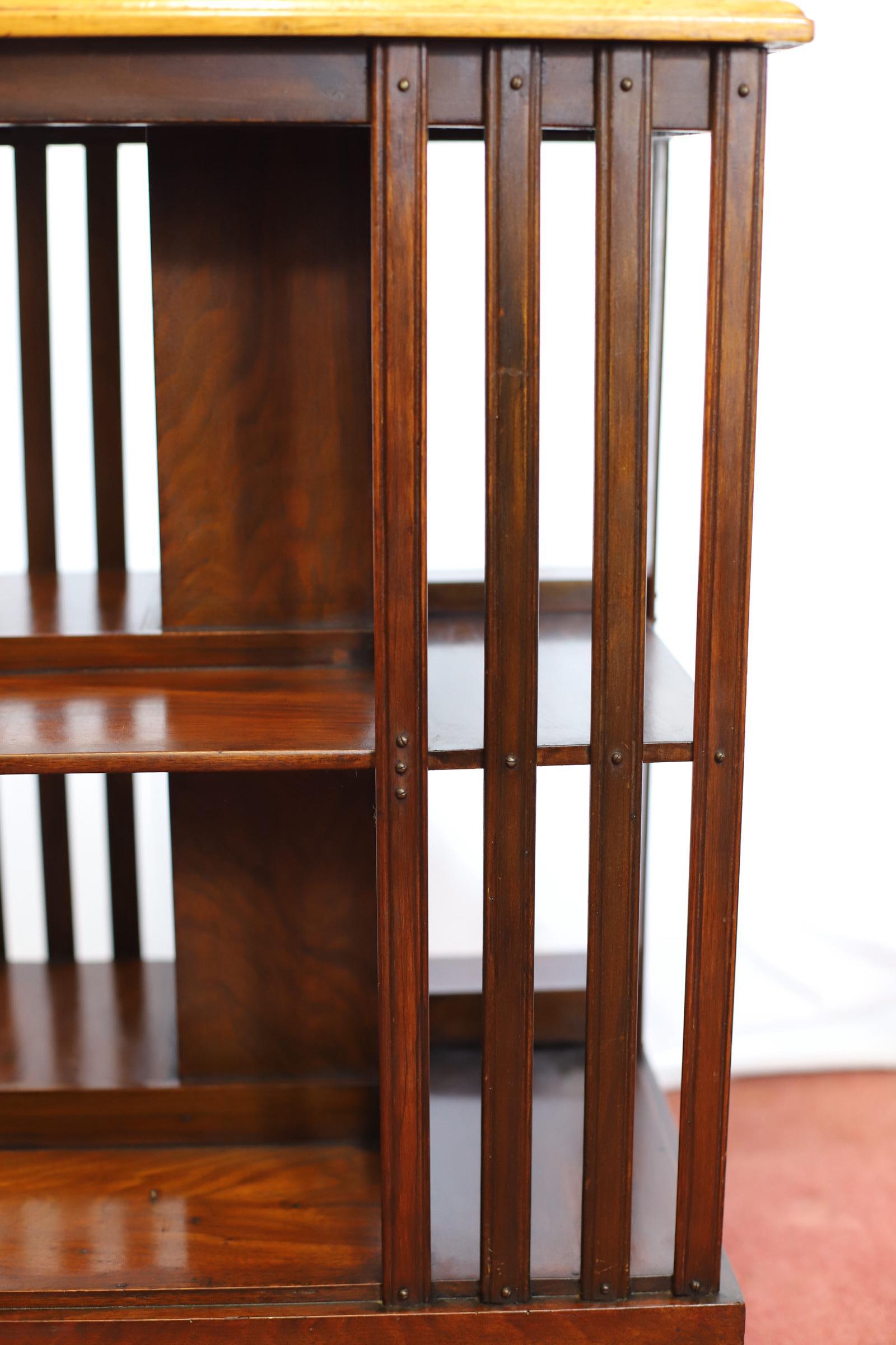 Lovely Antique Walnut  Revolving Bookcase For Sale 9