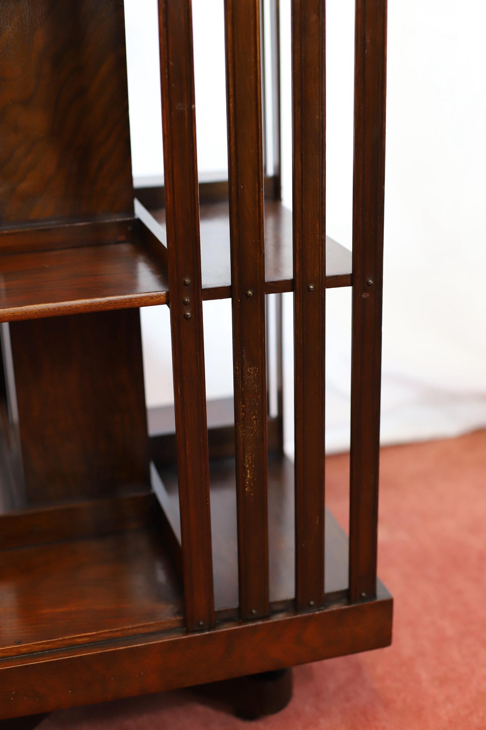 Lovely Antique Walnut  Revolving Bookcase For Sale 10