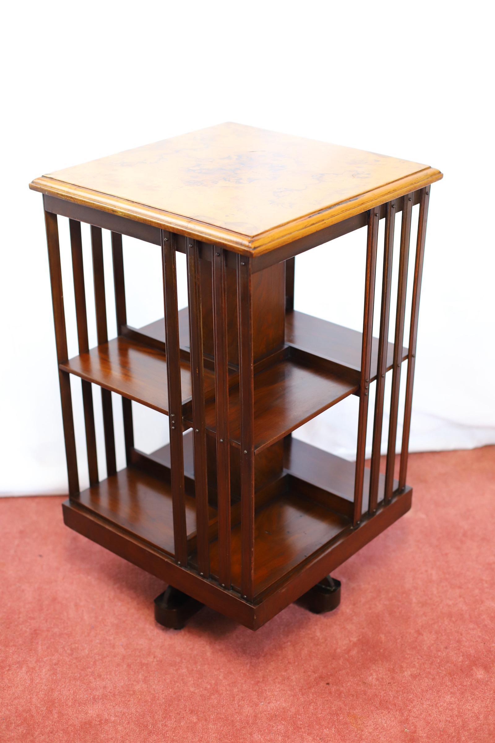 Edwardian Lovely Antique Walnut  Revolving Bookcase For Sale
