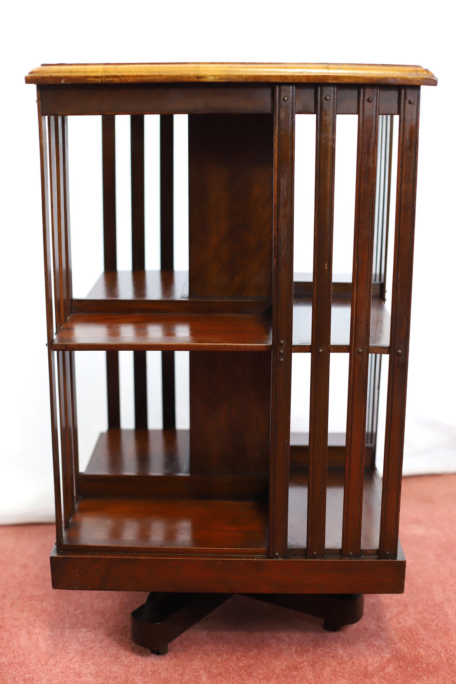 British Lovely Antique Walnut  Revolving Bookcase For Sale