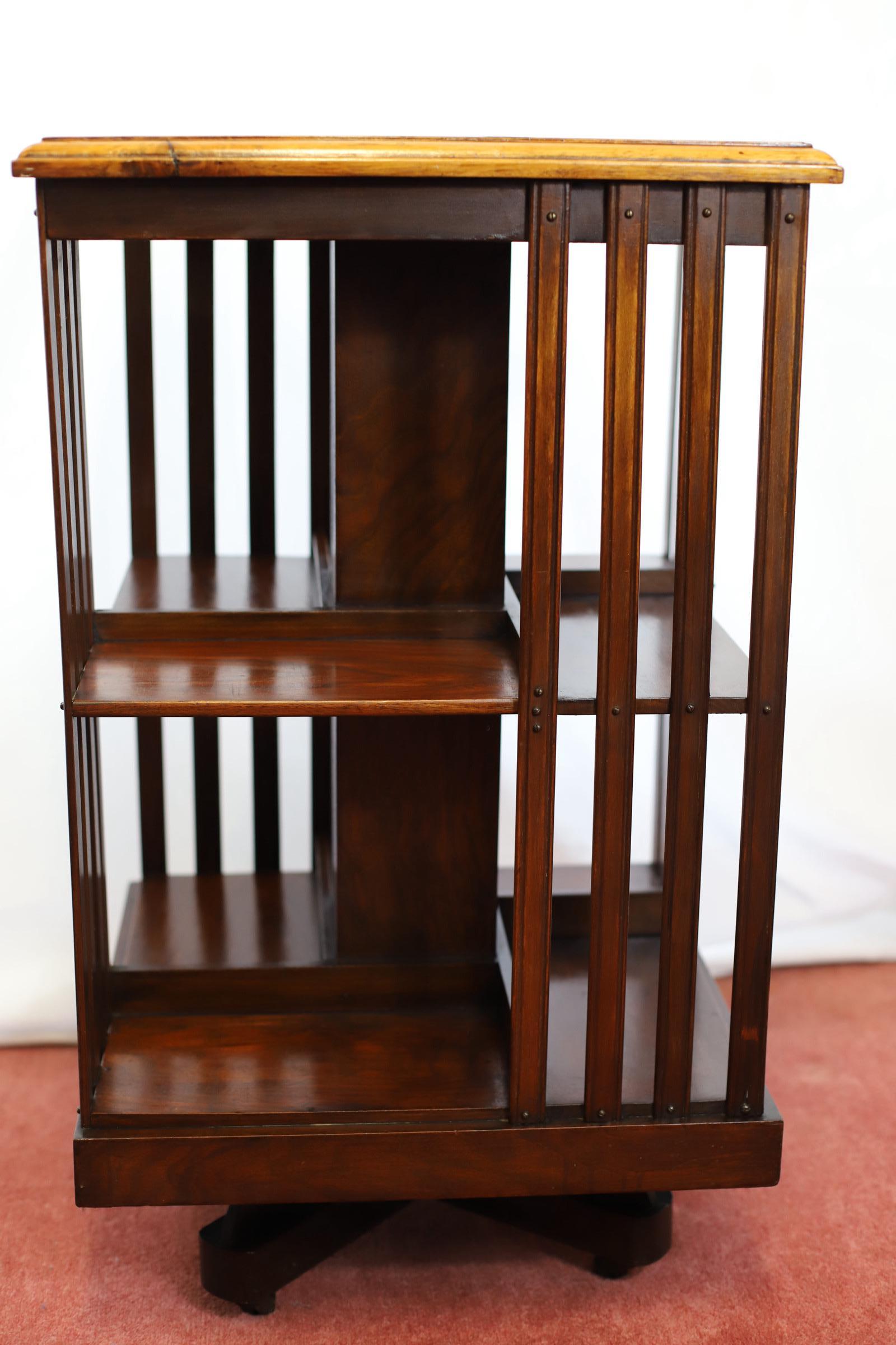 20th Century Lovely Antique Walnut  Revolving Bookcase For Sale