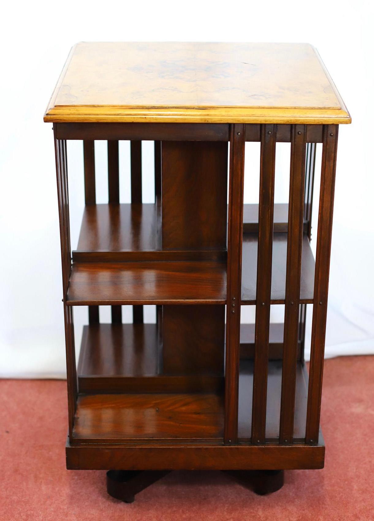 Lovely Antique Walnut  Revolving Bookcase For Sale 1