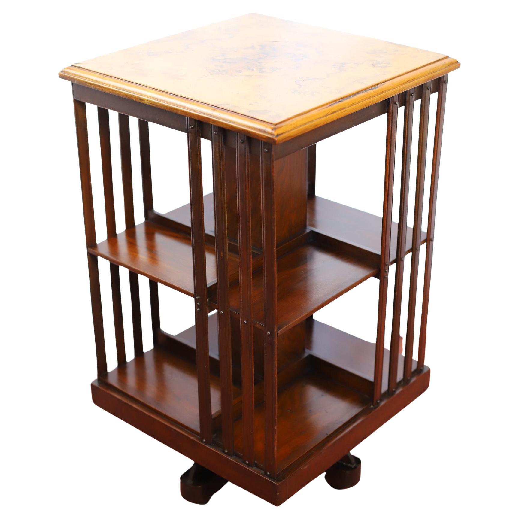 Lovely Antique Walnut  Revolving Bookcase For Sale
