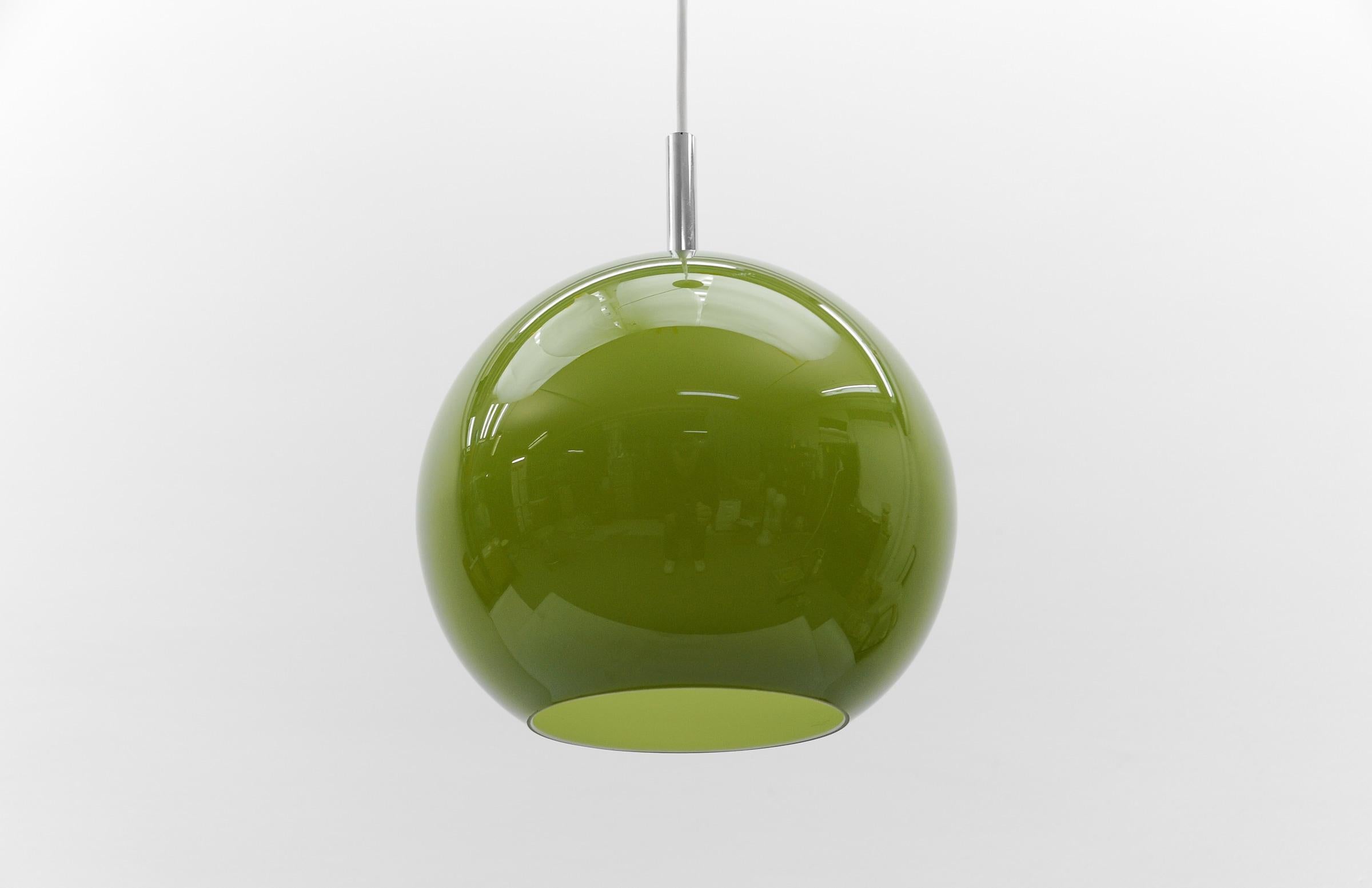 Mid-20th Century Lovely Apple Green Glass Ceiling Lamp by Peill & Putzler, 1960s For Sale