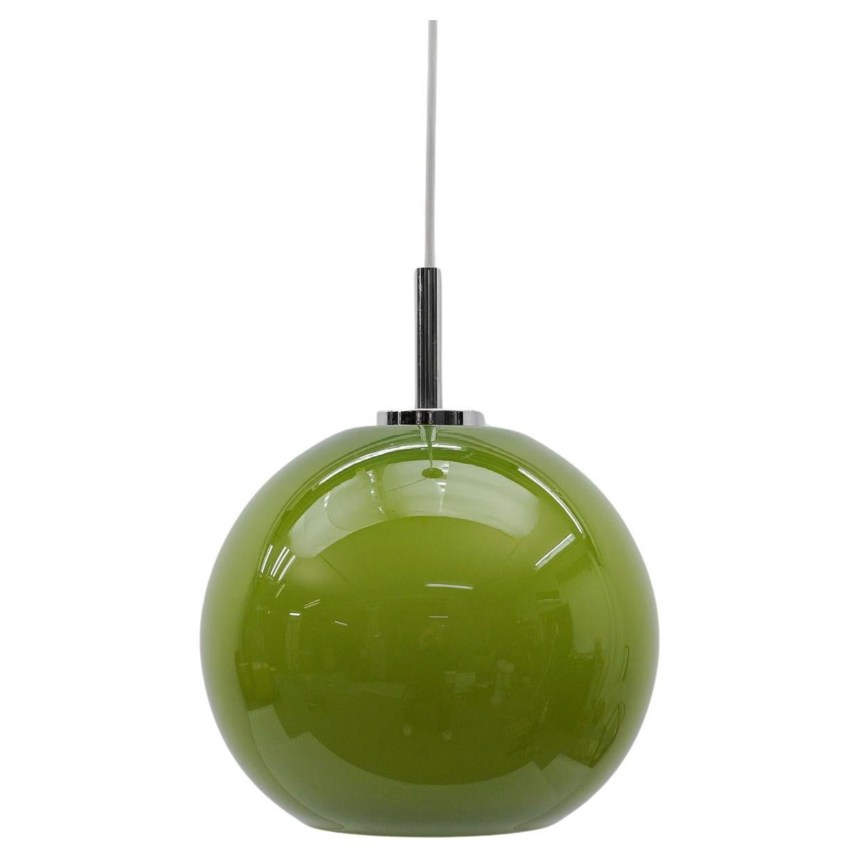 Lovely Apple Green Glass Ceiling Lamp by Peill & Putzler, 1960s