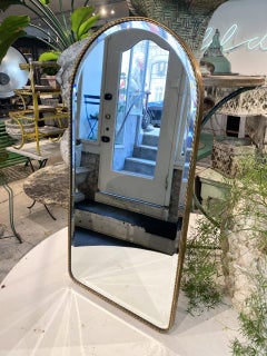 Lovely Arched Mid-Century Brass Mirror, Italy