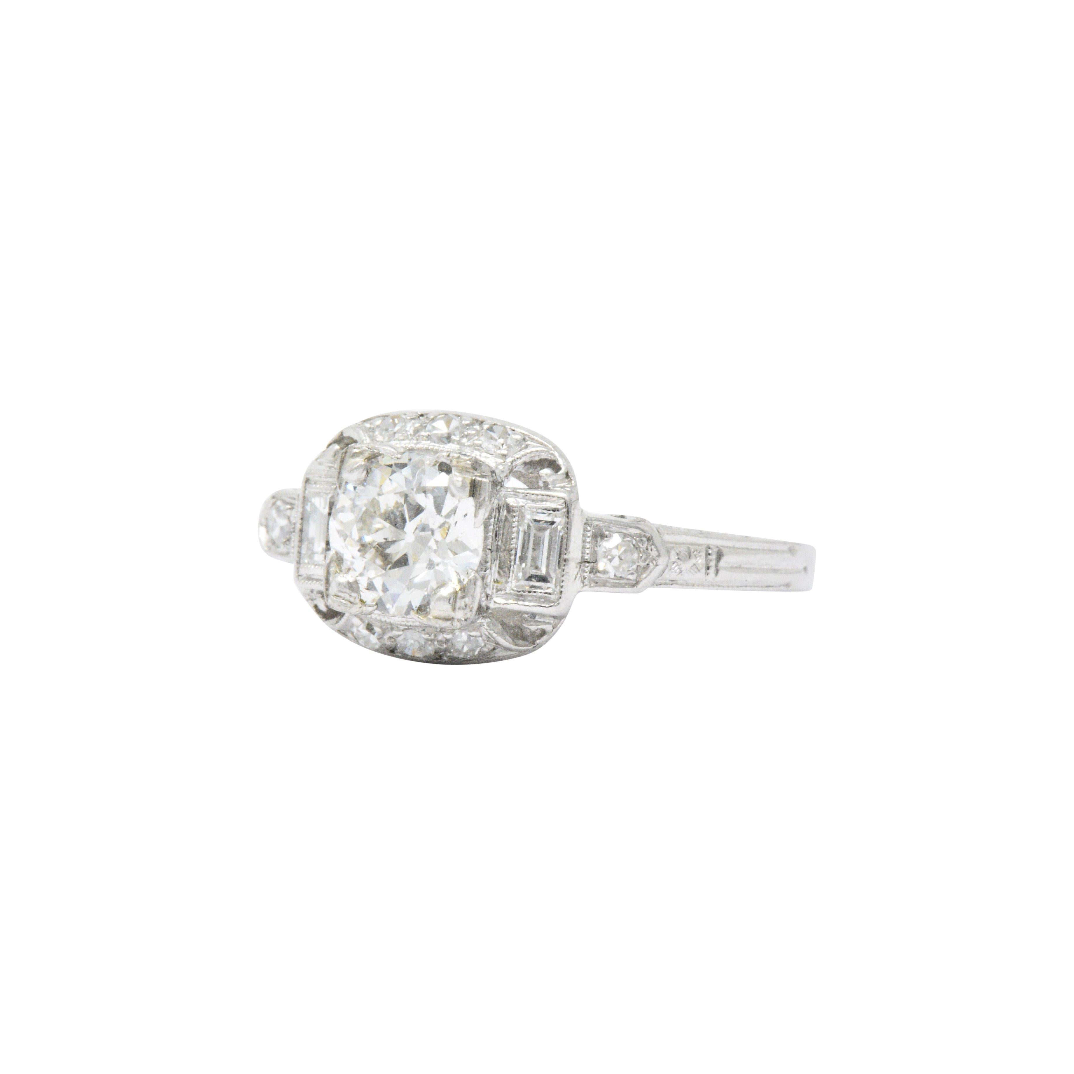 Lovely Art Deco .95 CTW Diamond Platinum Alternative Engagement Ring 1