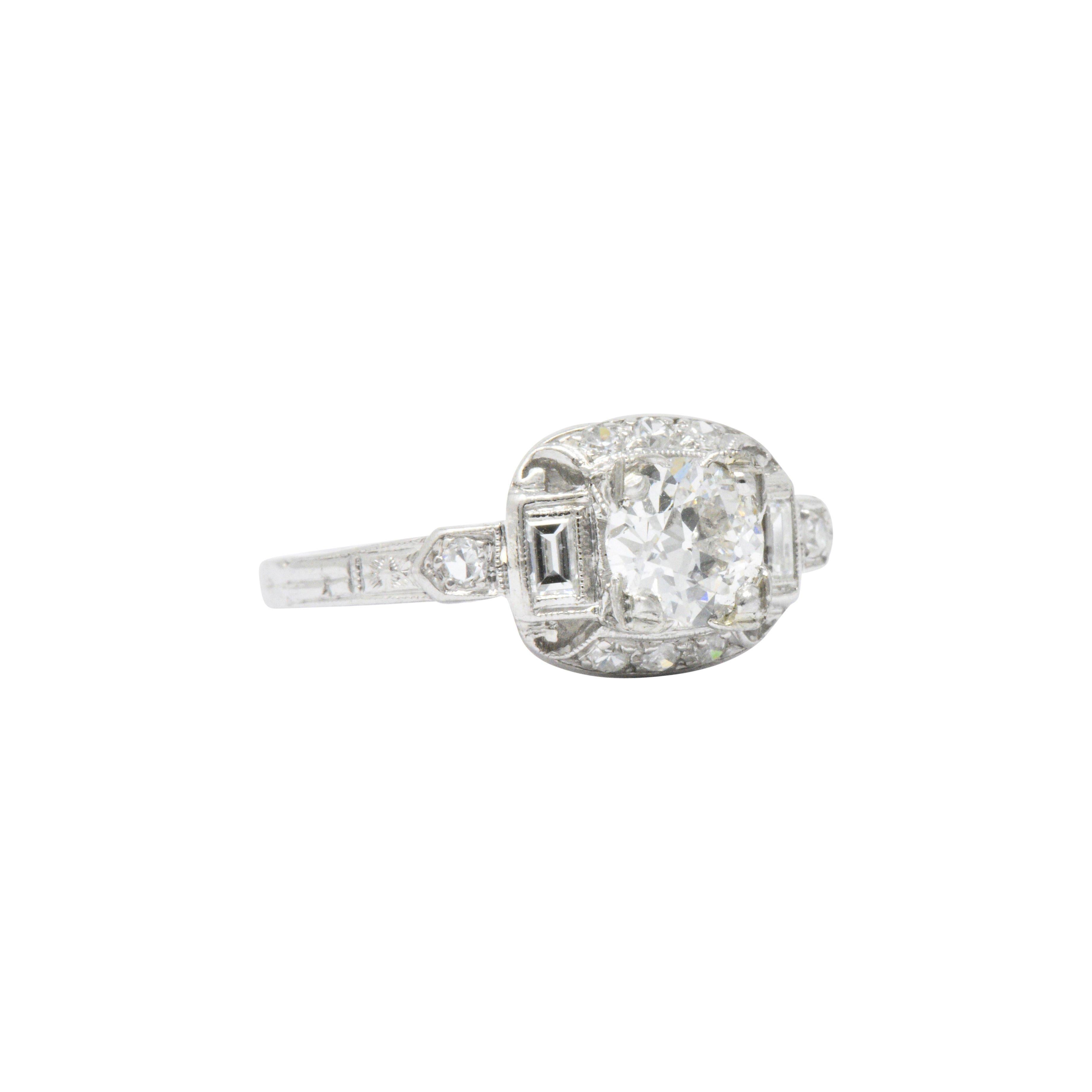 Lovely Art Deco .95 CTW Diamond Platinum Alternative Engagement Ring 2