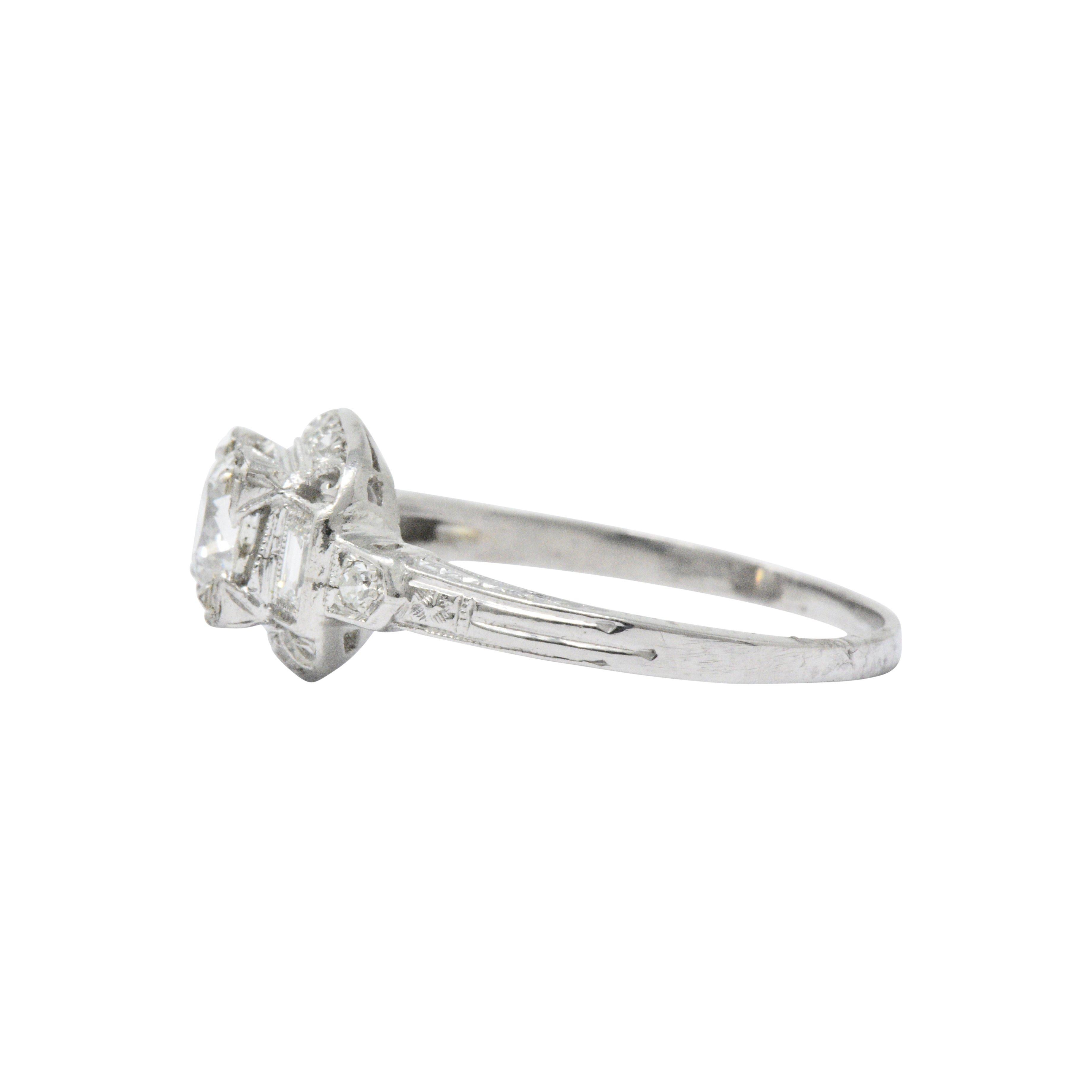 Lovely Art Deco .95 CTW Diamond Platinum Alternative Engagement Ring 3