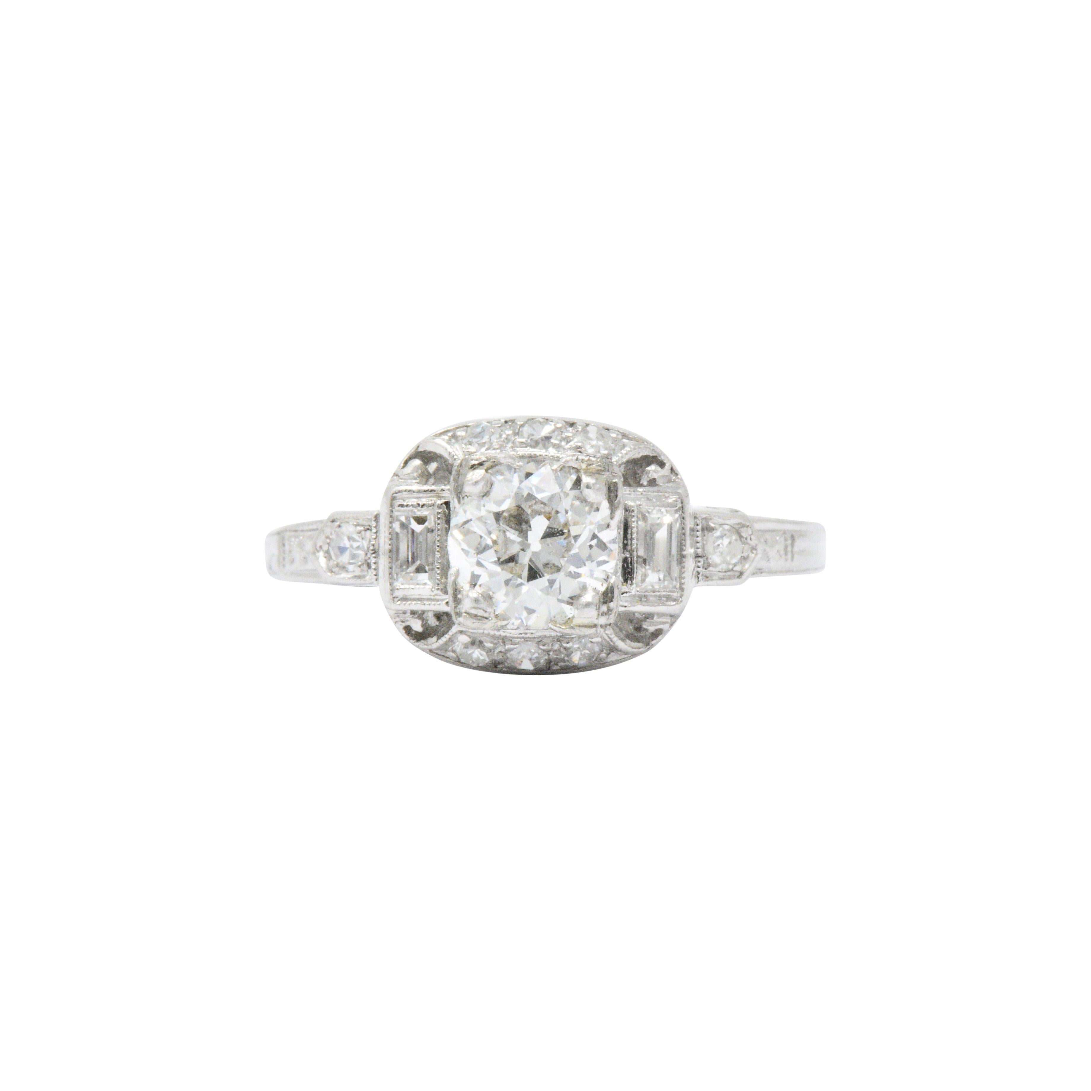 Lovely Art Deco .95 CTW Diamond Platinum Alternative Engagement Ring 4