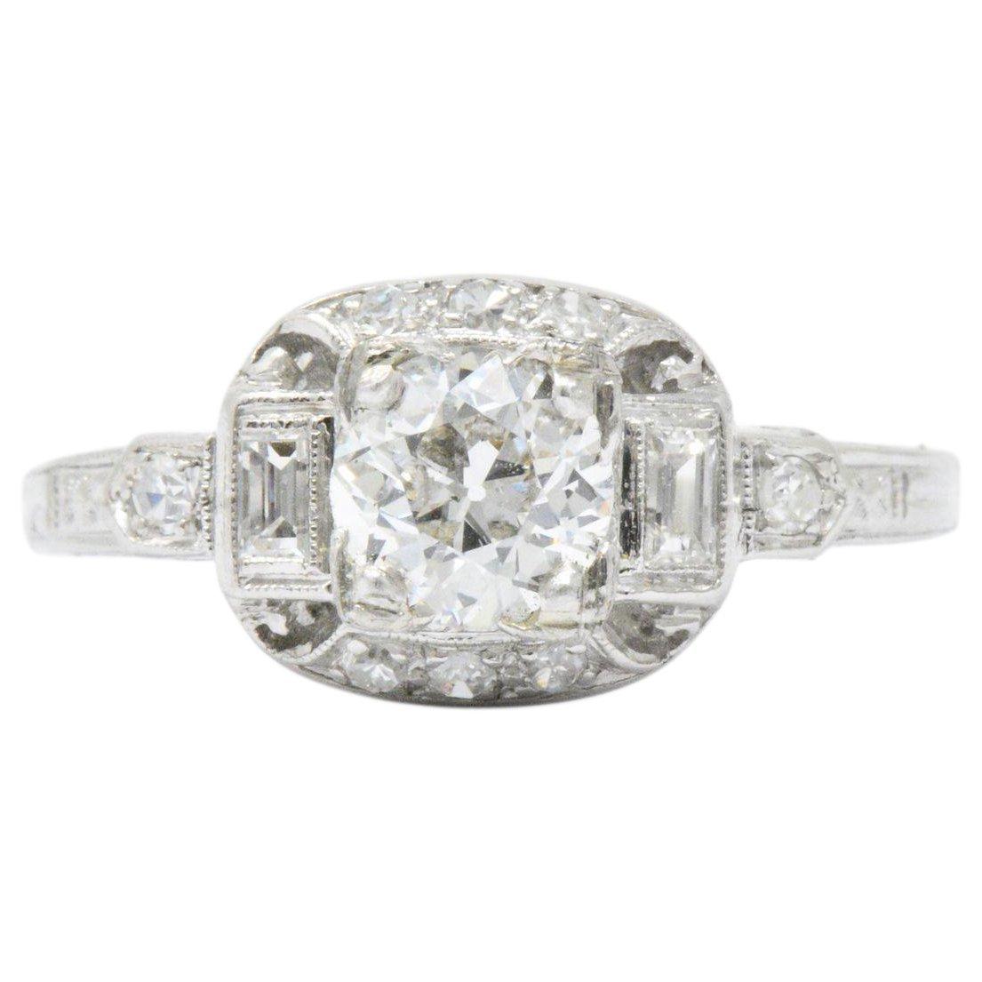 Lovely Art Deco .95 CTW Diamond Platinum Alternative Engagement Ring