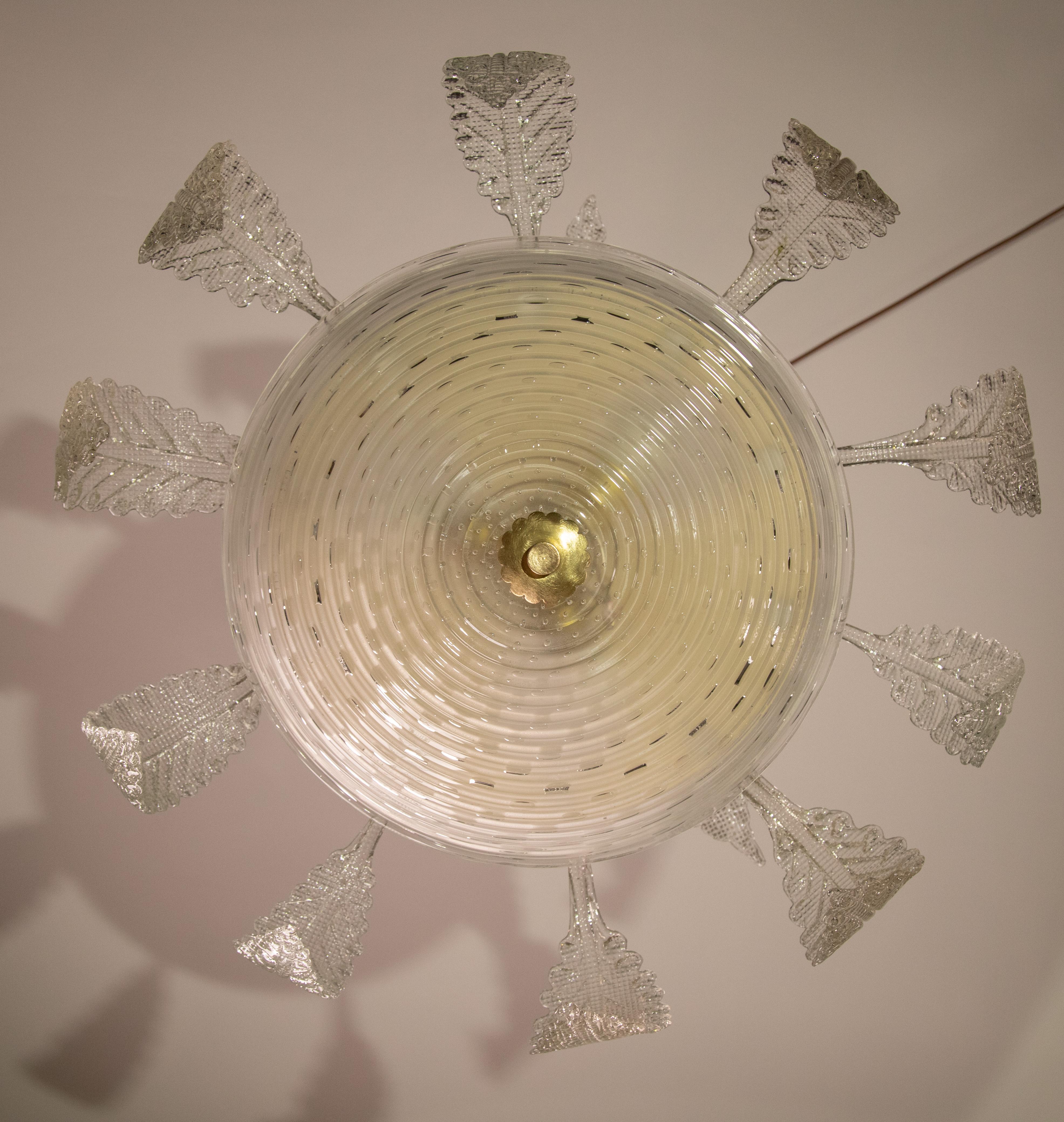 Lovely Art Deco Barovier e Toso Chandelier, Murano Glass, 1940s 6