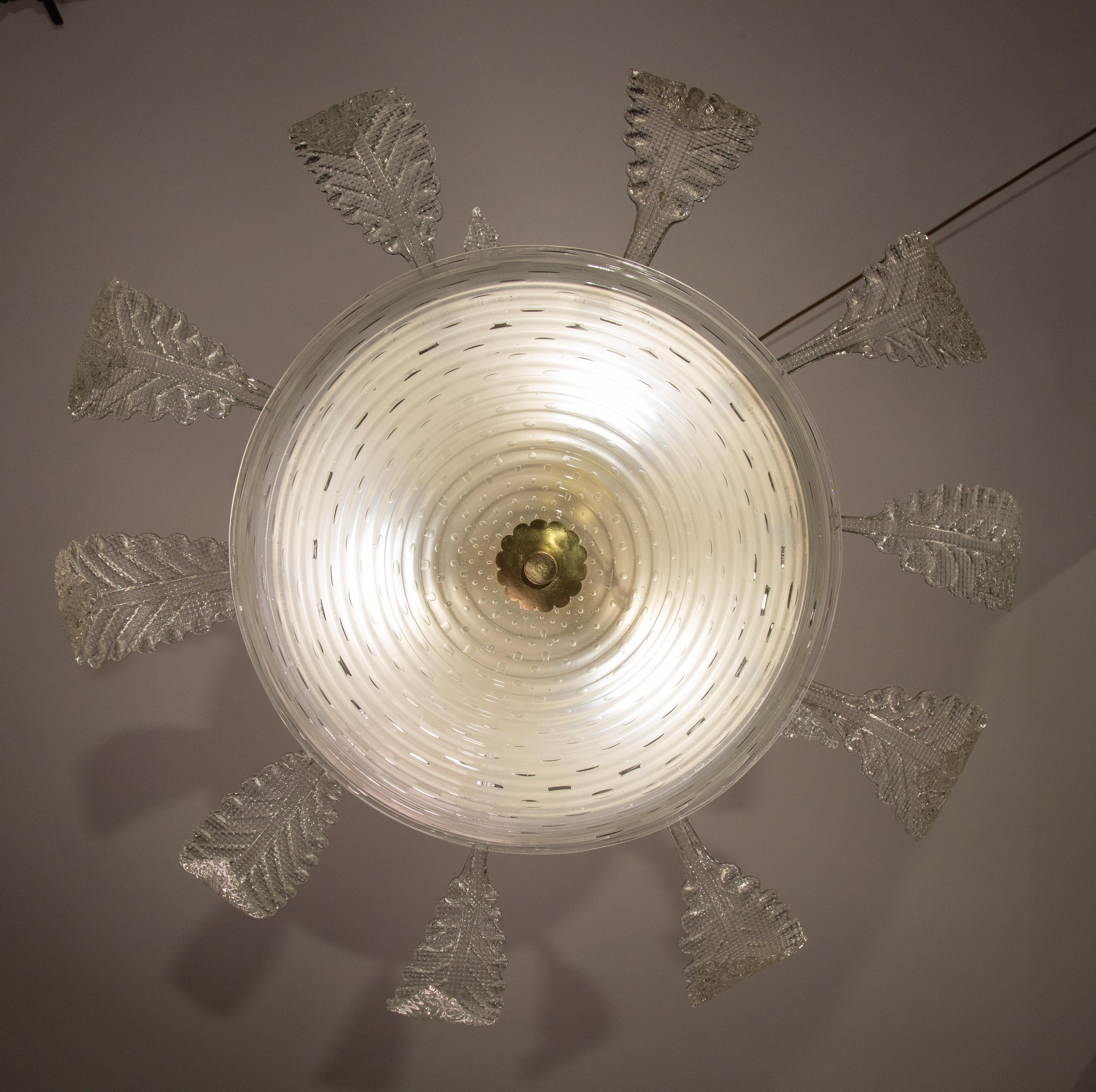 Lovely Art Deco Barovier e Toso Chandelier, Murano Glass, 1940s 8