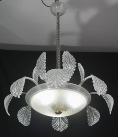 Lovely Art Deco Barovier e Toso Chandelier, Murano Glass, 1940s